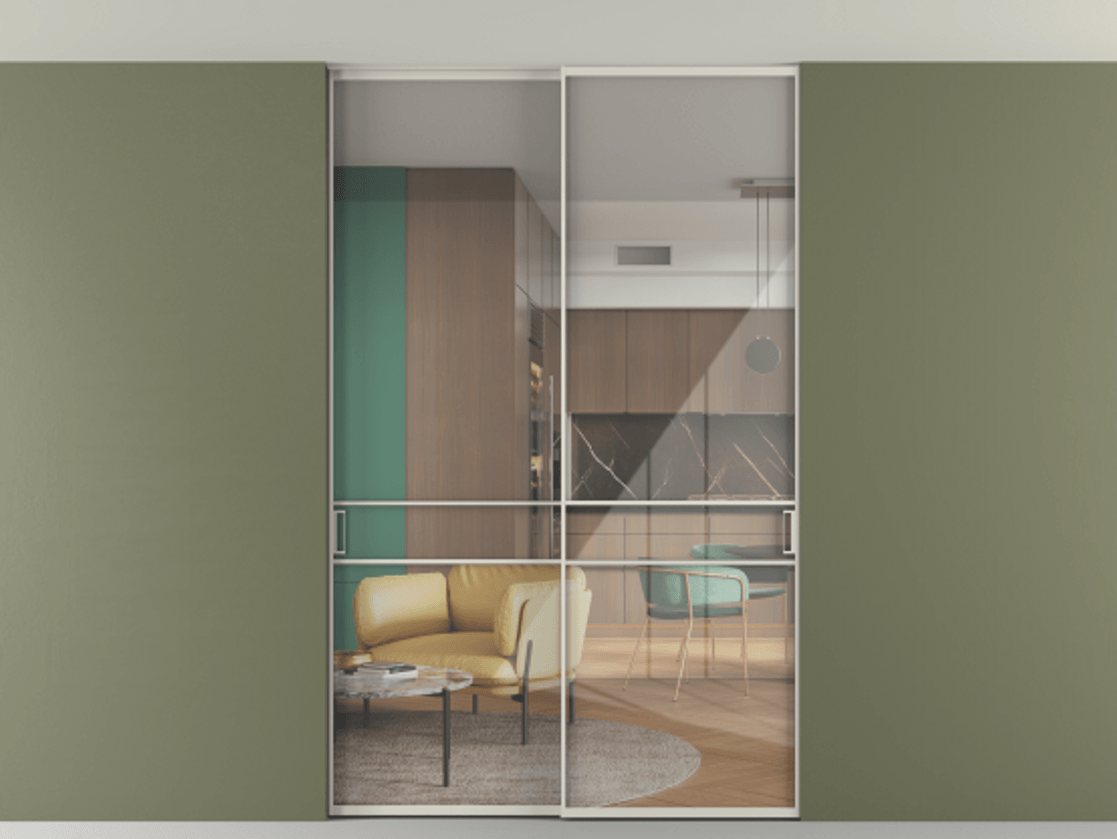 Перегородка Formato внутри проёма скрытое крепление в потолок 2 створки АЛПР 040.02 Алюминий облачно-серый Рефлективное прозрачное стекло "Stopsol", калёное. Цена 305520 ₽ 1. Полотно 2 шт. (800/2100 мм)
2. Комплект установки раздвижной системы
3. Базовый комплект фурнитуры
4. Ручка RONDO. Фабрика дверей Волховец 8 (800) 551 43 19 Перегородка Formato внутри проёма скрытое крепление в потолок 2 створки АЛПР 040.02 Алюминий облачно-серый Рефлективное прозрачное стекло "Stopsol", калёное Цена 305520 ₽ | Volhovec