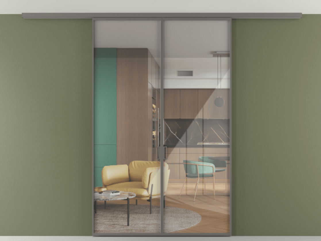 Перегородка Формато вдоль стены на потолок 2 створки АЛПР 040.01 Алюминий классический серый Рефлективное прозрачное стекло "Стопсол", калёное. Цена 198172 ₽ 1. Полотно 2 шт. (800/2100 мм)
2. Комплект установки раздвижной системы
3. Базовый комплект фурнитуры
4.Ручка Рондо. Фабрика дверей Волховец 8 (800) 551 43 19 Перегородка Формато вдоль стены на потолок 2 створки АЛПР 040.01 Алюминий классический серый Рефлективное прозрачное стекло "Стопсол", калёное Цена 198172 ₽ | Volhovec