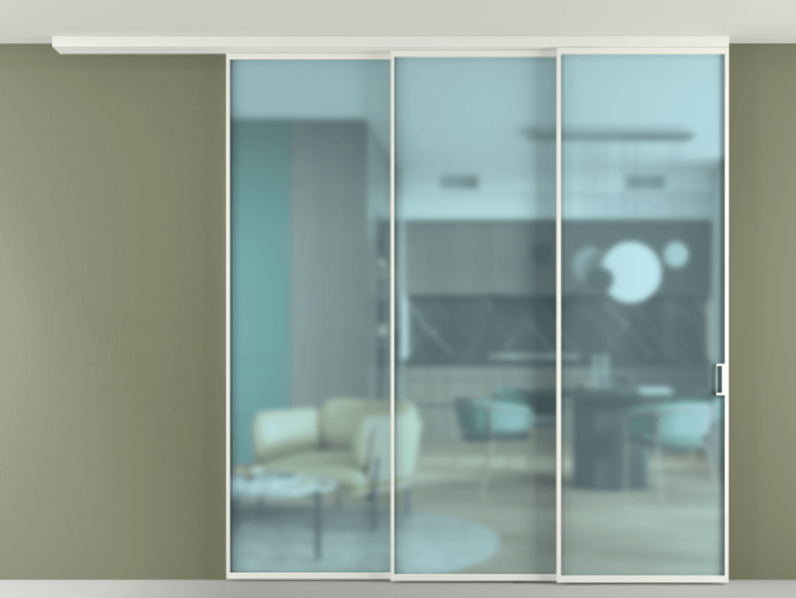 Перегородка Формато вдоль стены на потолок 3 створки с синхронным механизмом АЛПР 040.01 Алюминий светло-серый Сатинированное голубое стекло, триплекс. Цена 370608 ₽ 1. Полотно 2 шт. (800/2100 мм)
2. Комплект установки раздвижной системы
3. Базовый комплект фурнитуры
4.Ручка Рондо. Фабрика дверей Волховец 8 (800) 551 43 19 Перегородка Формато вдоль стены на потолок 3 створки с синхронным механизмом АЛПР 040.01 Алюминий светло-серый Сатинированное голубое стекло, триплекс Цена 370608 ₽ | Volhovec