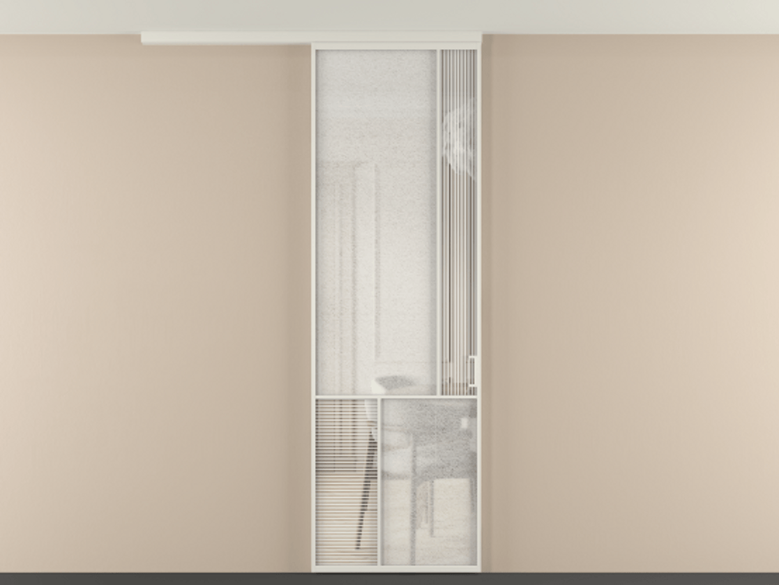 Перегородка Mosaic вдоль стены на потолок одностворчатая АЛПР 041.21 Алюминий Белый Рифлёное стекло "Дюна", триплекс, 6 мм + Фактурное стекло "Лёд", триплекс, 6 мм. Скрытый короб БЕЛ Цена 143180 ₽ . Фабрика дверей Волховец 8 (800) 551 43 19  Перегородка Mosaic вдоль стены на потолок одностворчатая АЛПР 041.21 Алюминий Белый Рифлёное стекло "Дюна", триплекс, 6 мм + Фактурное стекло "Лёд", триплекс, 6 мм Цена 143180 ₽ | Volhovec