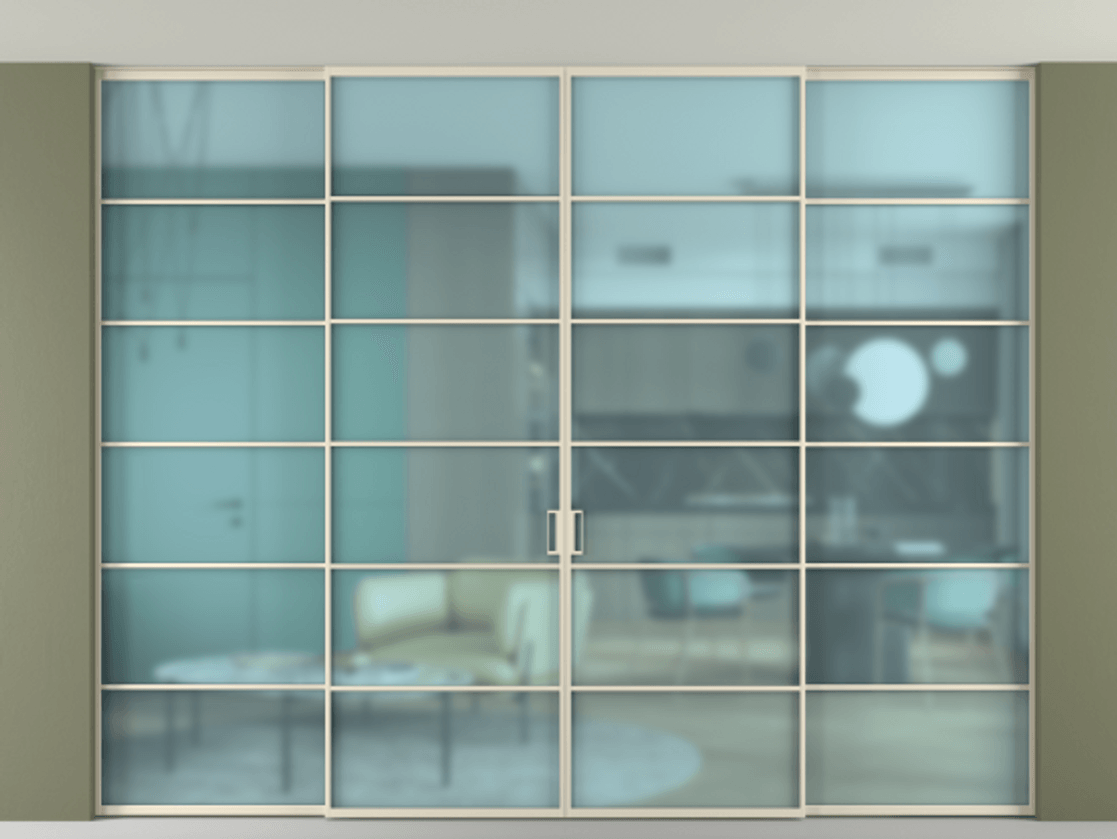 Дверь межкомнатная New Перегородка Formato внутри проёма четырёхстворчатая АЛПР 040.04 Алюминий бежево-серый Сатинированное голубое стекло, триплекс Цена 484508 1. Полотно 4 шт. (800/2100 мм)
2. Комплект установки раздвижной системы
3. Базовый комплект фурнитуры
4.Ручка RONDO. Фабрика дверей Волховец 8 (800) 551 43 19 Межкомнатная дверь New Перегородка Formato внутри проёма четырёхстворчатая АЛПР 040.04 Алюминий бежево-серый Сатинированное голубое стекло, триплекс Цена 484508 | Volhovec