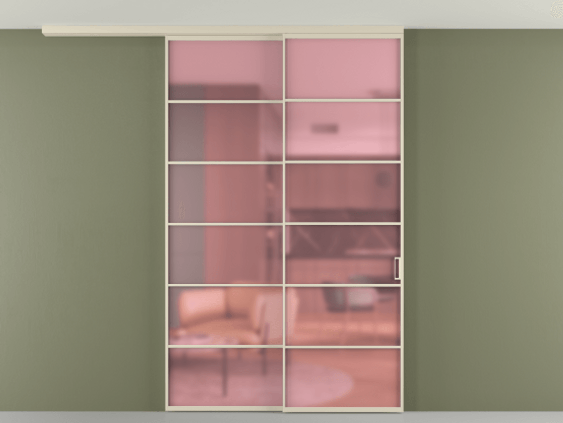 Перегородка Формато вдоль стены на потолок 2 створки с синхронным механизмом АЛПР 040.04 Алюминий бежево-серый Сатинированное розовое стекло, триплекс. Цена 320870 ₽ 1. Полотно 2 шт. (800/2100 мм)
2. Комплект установки раздвижной системы
3. Базовый комплект фурнитуры
4.Ручка Рондо. Фабрика дверей Волховец 8 (800) 551 43 19 Перегородка Формато вдоль стены на потолок 2 створки с синхронным механизмом АЛПР 040.04 Алюминий бежево-серый Сатинированное розовое стекло, триплекс Цена 320870 ₽ | Volhovec