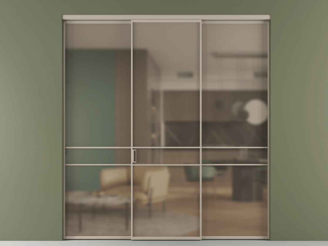 Перегородка Formato внутри проёма 3 створки АЛПР 040.02 Алюминий бисквитный Сатинированное бронзовое стекло, триплекс. Цена 237275 ₽ 1. Полотно 3 шт. (800/2100 мм)
2. Комплект установки раздвижной системы
3. Базовый комплект фурнитуры
4.Ручка RONDO. Фабрика дверей Волховец 8 (800) 551 43 19 Перегородка Formato внутри проёма 3 створки АЛПР 040.02 Алюминий бисквитный Сатинированное бронзовое стекло, триплекс Цена 237275 ₽ | Volhovec