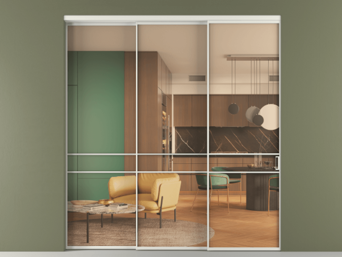 Перегородка Формато внутри проёма 3 створки с синхронным механизмом АЛПР 040.02 Алюминий серый Прозрачное оранжевое стекло, триплекс. Цена 344540 ₽ 1. Полотно 3 шт. (800/2100 мм)
2. Комплект установки раздвижной системы
3. Базовый комплект фурнитуры
4. Комплект фурнитуры телескопик синхро-2
5.Ручка Рондо. Фабрика дверей Волховец 8 (800) 551 43 19 Перегородка Формато внутри проёма 3 створки с синхронным механизмом АЛПР 040.02 Алюминий серый Прозрачное оранжевое стекло, триплекс Цена 344540 ₽ | Volhovec