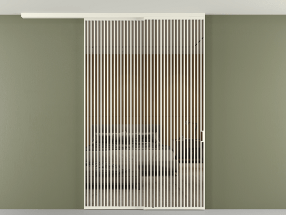 Перегородка Формато вдоль стены на потолок 2 створки с синхронным механизмом АЛПР 040.06 Алюминий жемчужный Рефлективное бронзовое стекло "Стопсол", калёное. Цена 463256 ₽ 1. Полотно 2 шт. (800/2100 мм)
2. Комплект установки раздвижной системы
3. Базовый комплект фурнитуры
4.Ручка Рондо. Фабрика дверей Волховец 8 (800) 551 43 19 Перегородка Формато вдоль стены на потолок 2 створки с синхронным механизмом АЛПР 040.06 Алюминий жемчужный Рефлективное бронзовое стекло "Стопсол", калёное Цена 463256 ₽ | Volhovec