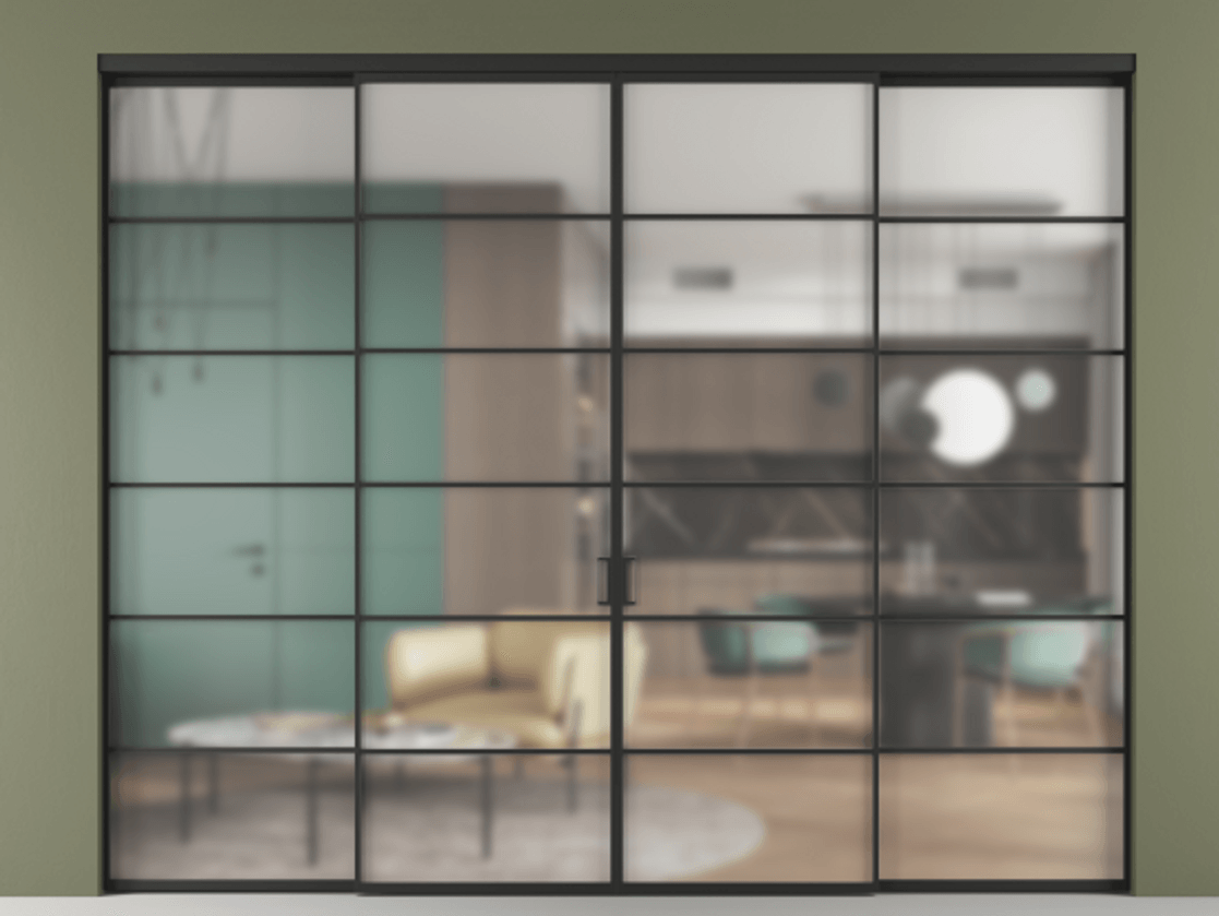 Перегородка Formato внутри проёма четырёхстворчатая АЛПР 040.04 Алюминий Черный Сатинированное стекло "Matelux Crystal Vision", калёное, 6 мм, матовое, каленое 6 мм. Скрытый короб ЧЕР Цена 419200 ₽ 1. Полотно 4 шт. (800/2100 мм)
2. Комплект установки раздвижной системы
3. Базовый комплект фурнитуры
4.Ручка RONDO. Фабрика дверей Волховец 8 (800) 551 43 19 Перегородка Formato внутри проёма четырёхстворчатая АЛПР 040.04 Алюминий Черный Сатинированное стекло "Matelux Crystal Vision", калёное, 6 мм, матовое, каленое 6 мм Цена 419200 ₽ | Volhovec