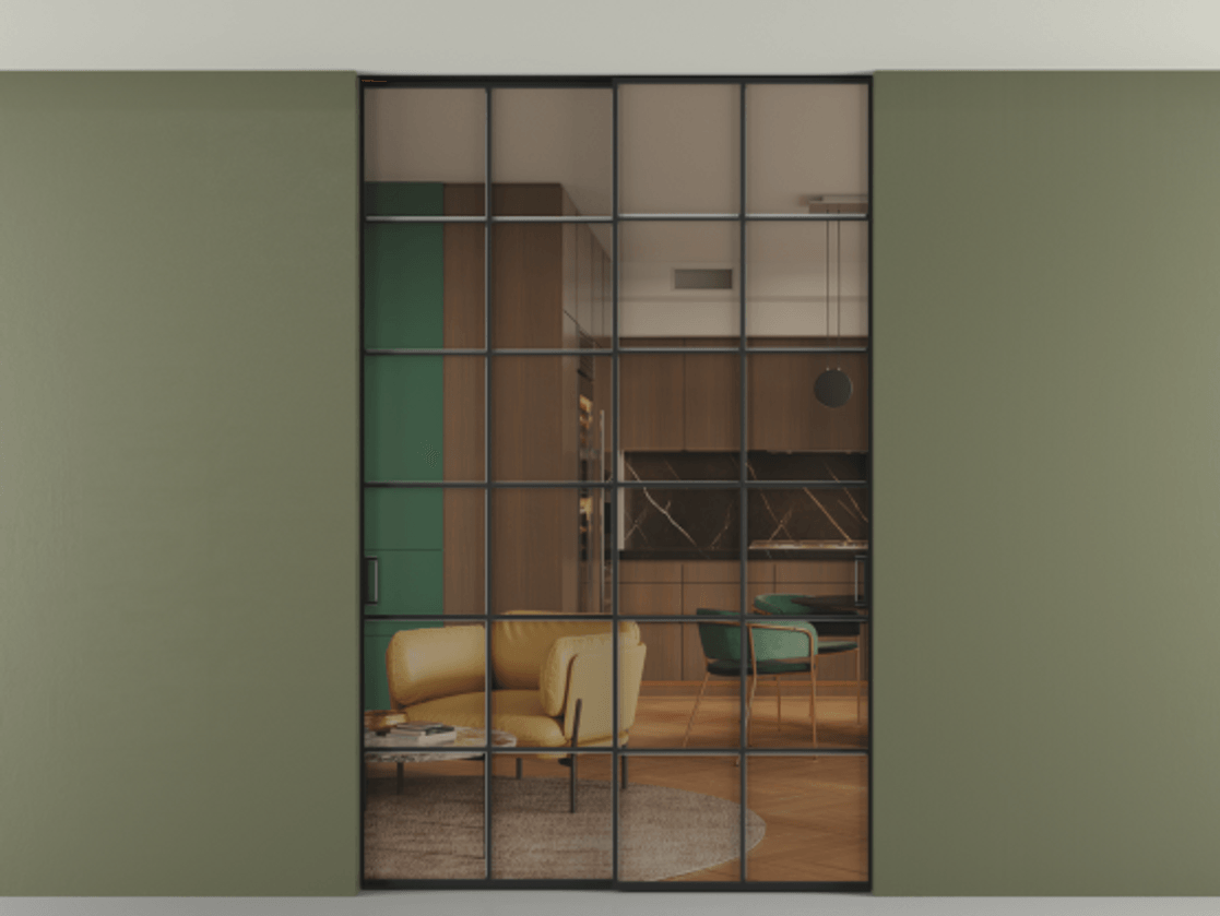 Перегородка Formato внутри проёма двустворчатая со скрытым креплением в потолок АЛПР 040.05 Алюминий Черный Прозрачное бронзовое стекло, триплекс, 6 мм. Скрытый короб ЧЕР Цена 280780 ₽ 1. Полотно 2 шт. (800/2100 мм)
2. Комплект установки раздвижной системы
3. Базовый комплект фурнитуры
4. Ручка RONDO. Фабрика дверей Волховец 8 (800) 551 43 19 Перегородка Formato внутри проёма двустворчатая со скрытым креплением в потолок АЛПР 040.05 Алюминий Черный Прозрачное бронзовое стекло, триплекс, 6 мм Цена 280780 ₽ | Volhovec