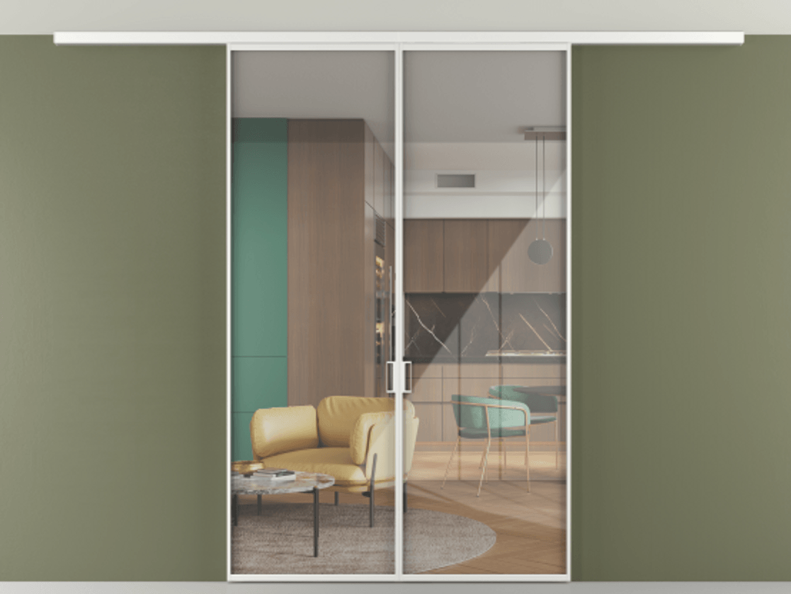 Перегородка Формато вдоль стены на потолок 2 створки АЛПР 040.01 Алюминий белоснежный Рефлективное прозрачное стекло "Стопсол", калёное. Цена 198172 ₽ 1. Полотно 2 шт. (800/2100 мм)
2. Комплект установки раздвижной системы
3. Базовый комплект фурнитуры
4.Ручка Рондо. Фабрика дверей Волховец 8 (800) 551 43 19 Перегородка Формато вдоль стены на потолок 2 створки АЛПР 040.01 Алюминий белоснежный Рефлективное прозрачное стекло "Стопсол", калёное Цена 198172 ₽ | Volhovec