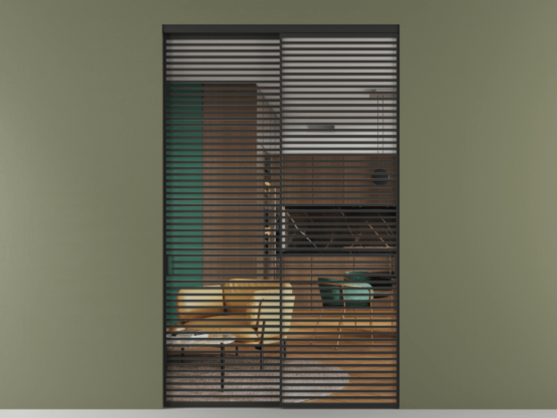 Перегородка Formato внутри проёма двустворчатая АЛПР 040.07 Алюминий Черный Прозрачное стекло "Crystal Vision", калёное, 6 мм. Скрытый короб ЧЕР Цена 381400 ₽ 1. Полотно 2 шт.  (800/2100 мм)
2. Комплект установки раздвижной системы
3. Базовый комплект фурнитуры
4.Ручка RONDO. Фабрика дверей Волховец 8 (800) 551 43 19  Перегородка Formato внутри проёма двустворчатая АЛПР 040.07 Алюминий Черный Прозрачное стекло "Crystal Vision", калёное, 6 мм Цена 381400 ₽  | Volhovec