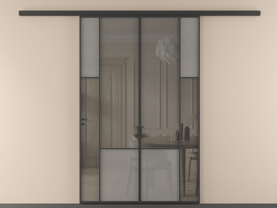 Перегородка Мозаик вдоль стены 2 створки АЛПР 041.12 Алюминий Черный Сатинированное серое стекло, триплекс, 6 мм + Прозрачное серое стекло, триплекс. Скрытый короб ЧЕР Цена 254080 ₽ . Фабрика дверей Волховец 8 (800) 551 43 19 Перегородка Мозаик вдоль стены 2 створки АЛПР 041.12 Алюминий Черный Сатинированное серое стекло, триплекс, 6 мм + Прозрачное серое стекло, триплекс Цена 254080 ₽ | Volhovec