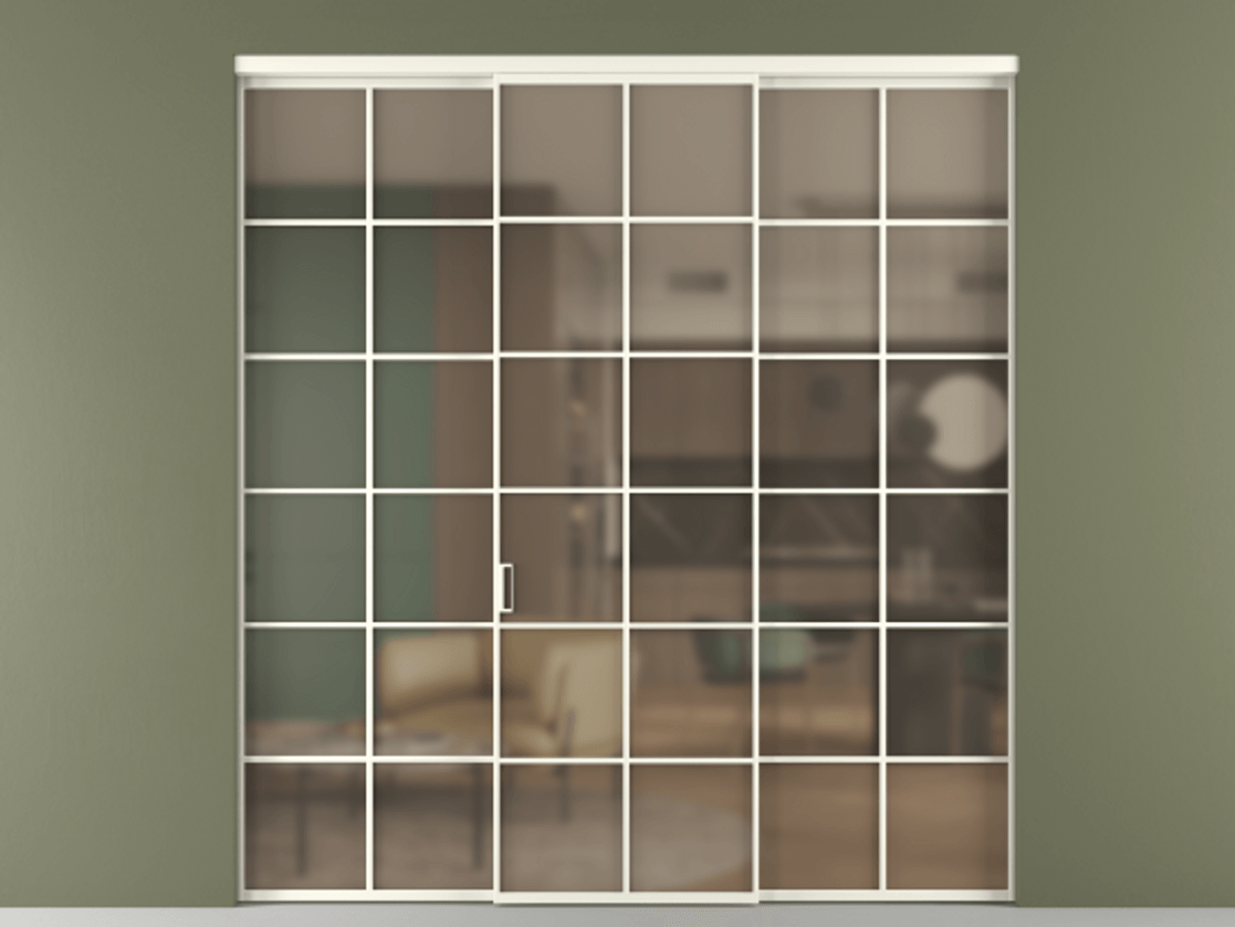 Перегородка Формато внутри проёма 3 створки АЛПР 040.05 Алюминий жемчужный Сатинированное бронзовое стекло, триплекс. Цена 254825 ₽ 1. Полотно 3 шт. (800/2100 мм)
2. Комплект установки раздвижной системы
3. Базовый комплект фурнитуры
4.Ручка Рондо. Фабрика дверей Волховец 8 (800) 551 43 19 Перегородка Формато внутри проёма 3 створки АЛПР 040.05 Алюминий жемчужный Сатинированное бронзовое стекло, триплекс Цена 254825 ₽ | Volhovec