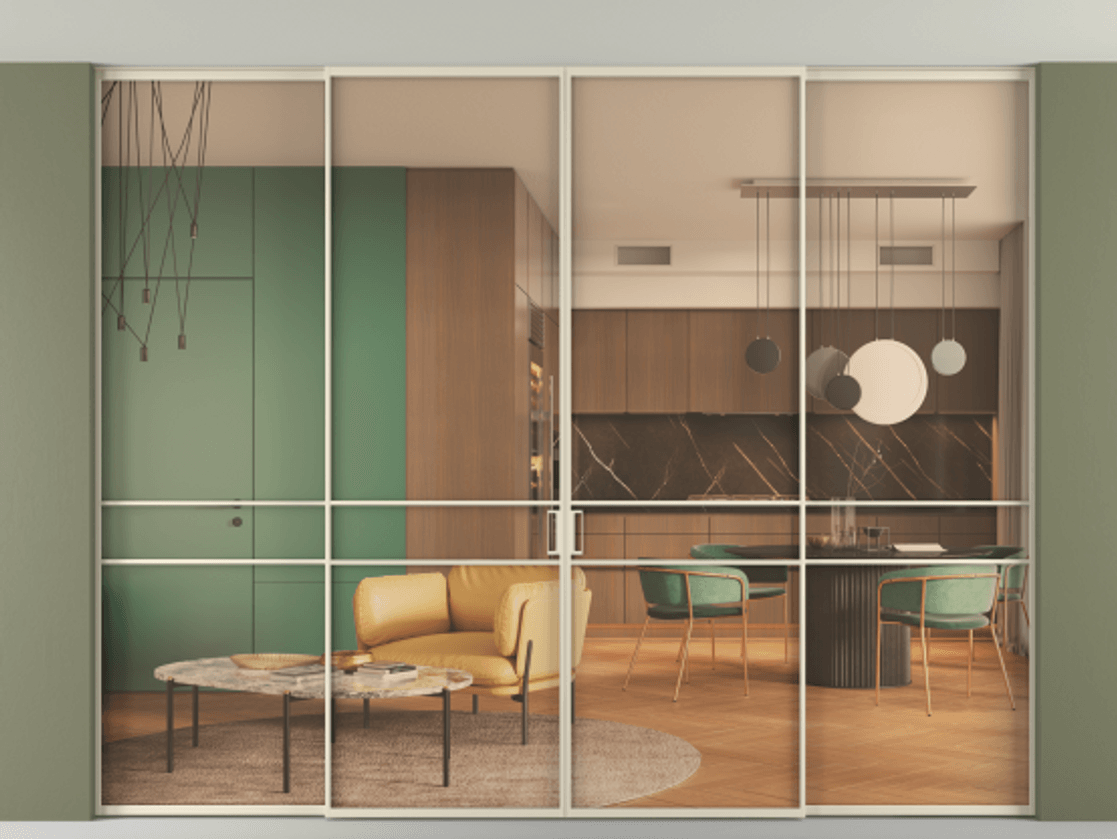 Перегородка Formato внутри проёма скрытое крепление в потолок 4 створки АЛПР 040.02 Алюминий бежево-серый Прозрачное оранжевое стекло, триплекс. Цена 523140 ₽ 1. Полотно 4 шт. (800/2100 мм)
2. Комплект установки раздвижной системы
3. Базовый комплект фурнитуры
4.Ручка RONDO. Фабрика дверей Волховец 8 (800) 551 43 19 Перегородка Formato внутри проёма скрытое крепление в потолок 4 створки АЛПР 040.02 Алюминий бежево-серый Прозрачное оранжевое стекло, триплекс Цена 523140 ₽ | Volhovec