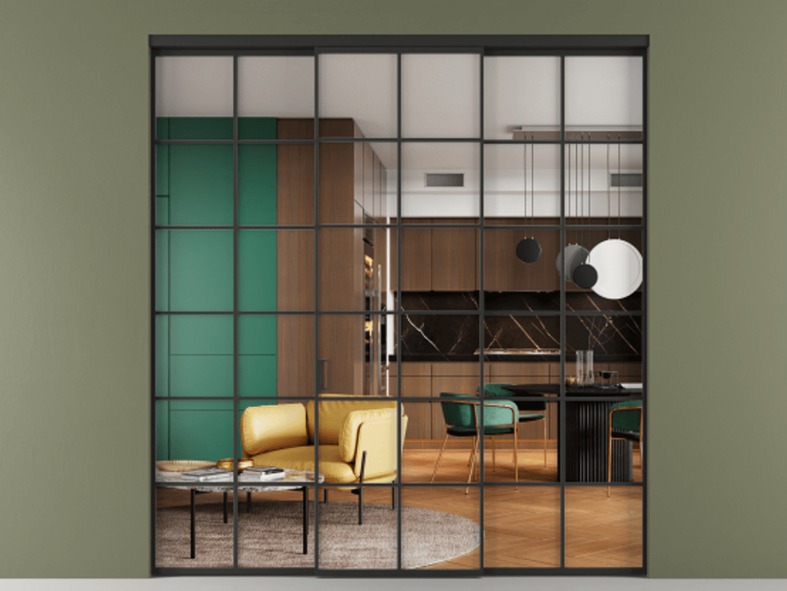 Перегородка Formato внутри проёма трёхстворчатая АЛПР 040.05 Алюминий Черный Прозрачное стекло "Crystal Vision", калёное, 6 мм. Скрытый короб ЧЕР Цена 310300 ₽ 1. Полотно 3 шт. (800/2100 мм)
2. Комплект установки раздвижной системы
3. Базовый комплект фурнитуры
4.Ручка RONDO. Фабрика дверей Волховец 8 (800) 551 43 19 Перегородка Formato внутри проёма трёхстворчатая АЛПР 040.05 Алюминий Черный Прозрачное стекло "Crystal Vision", калёное, 6 мм Цена 310300 ₽ | Volhovec