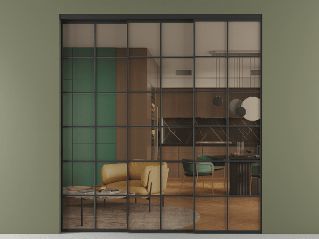 Перегородка Formato внутри проёма телескопик синхро 2 АЛПР 040.05 Алюминий Черный Прозрачное бронзовое стекло, триплекс. Скрытый короб ЧЕР Цена 346360 ₽ 1. Полотно 3 шт. (800/2100 мм)
2. Комплект установки раздвижной системы
3. Базовый комплект фурнитуры
4. Комплект фурнитуры телескопик синхро-2
5.Ручка RONDO
. Фабрика дверей Волховец 8 (800) 551 43 19 Перегородка Formato внутри проёма телескопик синхро 2 АЛПР 040.05 Алюминий Черный Прозрачное бронзовое стекло, триплекс Цена 346360 ₽ | Volhovec