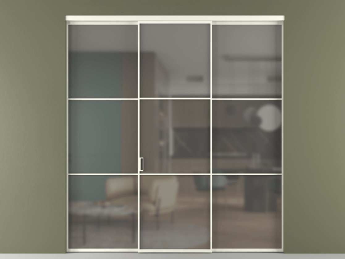 Перегородка Формато внутри проёма 3 створки АЛПР 040.03 Алюминий жемчужный Сатинированное серое стекло, триплекс. Цена 237275 ₽ 1. Полотно 3 шт. (800/2100 мм)
2. Комплект установки раздвижной системы
3. Базовый комплект фурнитуры
4.Ручка Рондо. Фабрика дверей Волховец 8 (800) 551 43 19 Перегородка Формато внутри проёма 3 створки АЛПР 040.03 Алюминий жемчужный Сатинированное серое стекло, триплекс Цена 237275 ₽ | Volhovec