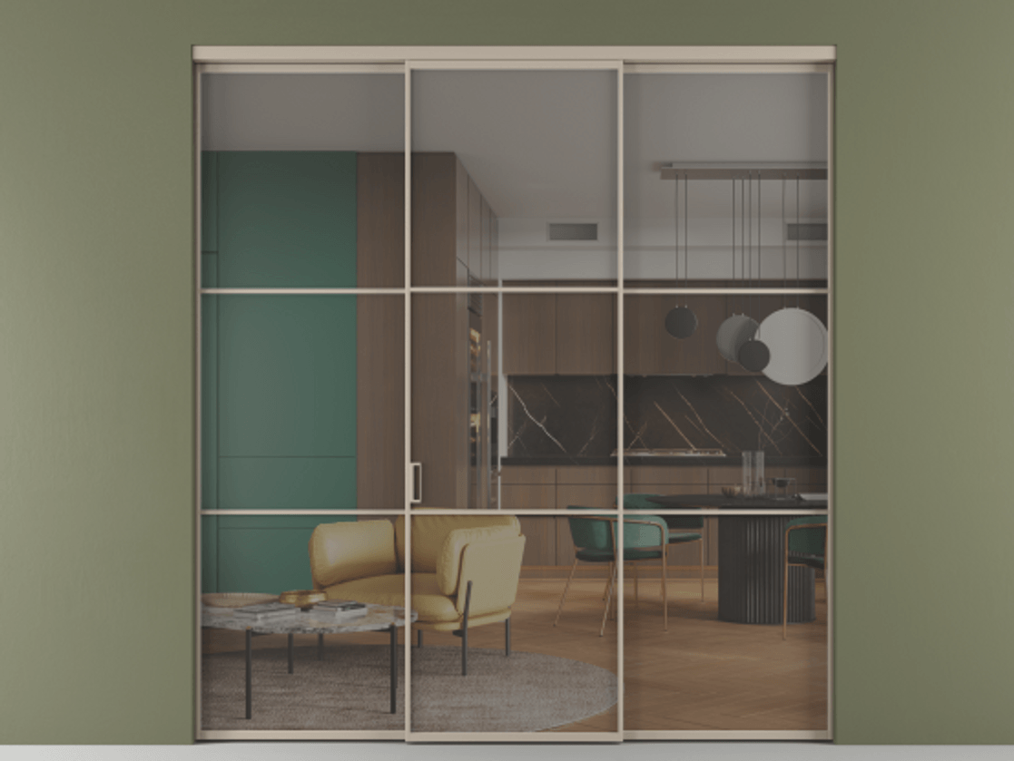 Перегородка Формато внутри проёма 3 створки АЛПР 040.03 Алюминий бисквитный Прозрачное серое стекло, триплекс. Цена 237275 ₽ 1. Полотно 3 шт. (800/2100 мм)
2. Комплект установки раздвижной системы
3. Базовый комплект фурнитуры
4.Ручка Рондо. Фабрика дверей Волховец 8 (800) 551 43 19 Перегородка Формато внутри проёма 3 створки АЛПР 040.03 Алюминий бисквитный Прозрачное серое стекло, триплекс Цена 237275 ₽ | Volhovec