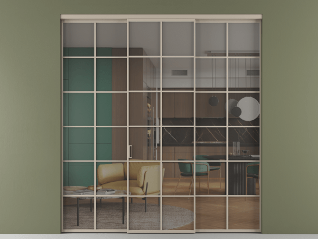 Перегородка Формато внутри проёма 3 створки АЛПР 040.05 Алюминий бисквитный Прозрачное серое стекло, триплекс. Цена 254825 ₽ 1. Полотно 3 шт. (800/2100 мм)
2. Комплект установки раздвижной системы
3. Базовый комплект фурнитуры
4.Ручка Рондо. Фабрика дверей Волховец 8 (800) 551 43 19 Перегородка Формато внутри проёма 3 створки АЛПР 040.05 Алюминий бисквитный Прозрачное серое стекло, триплекс Цена 254825 ₽ | Volhovec