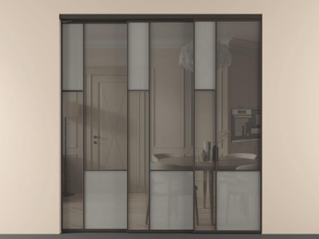 Перегородка Мозаик внутри проёма 3 створки с синхронным механизмом АЛПР 041.13 Алюминий антрацит Сатинированное серое стекло, триплекс, 6 мм + Прозрачное серое стекло, триплекс. Цена 437390 ₽ . Фабрика дверей Волховец 8 (800) 551 43 19 Перегородка Мозаик внутри проёма 3 створки с синхронным механизмом АЛПР 041.13 Алюминий антрацит Сатинированное серое стекло, триплекс, 6 мм + Прозрачное серое стекло, триплекс Цена 437390 ₽ | Volhovec