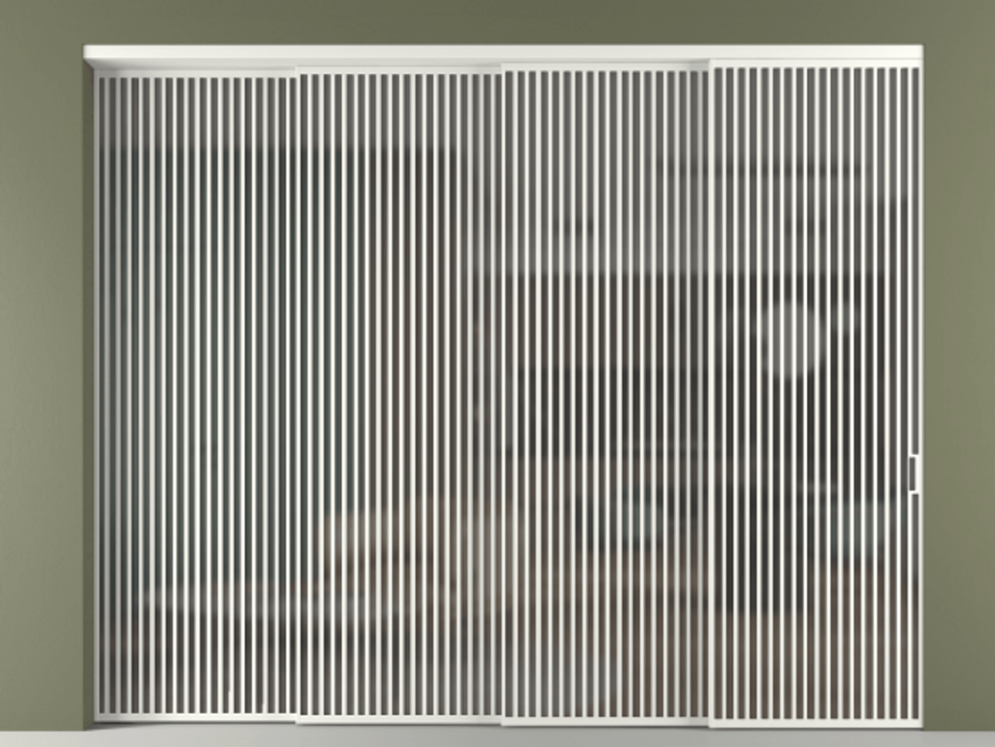 Перегородка Формато внутри проёма 4 створки с синхронным механизмом АЛПР 040.06 Алюминий светло-серый Сатинированное серое стекло, триплекс. Цена 777320 ₽ 1. Полотно 4 шт. (800/2100 мм)
2. Комплект установки раздвижной системы
3. Базовый комплект фурнитуры
4. Комплект фурнитуры телескопик синхро-3
5. Ручка Рондо. Фабрика дверей Волховец 8 (800) 551 43 19 Перегородка Формато внутри проёма 4 створки с синхронным механизмом АЛПР 040.06 Алюминий светло-серый Сатинированное серое стекло, триплекс Цена 777320 ₽ | Volhovec