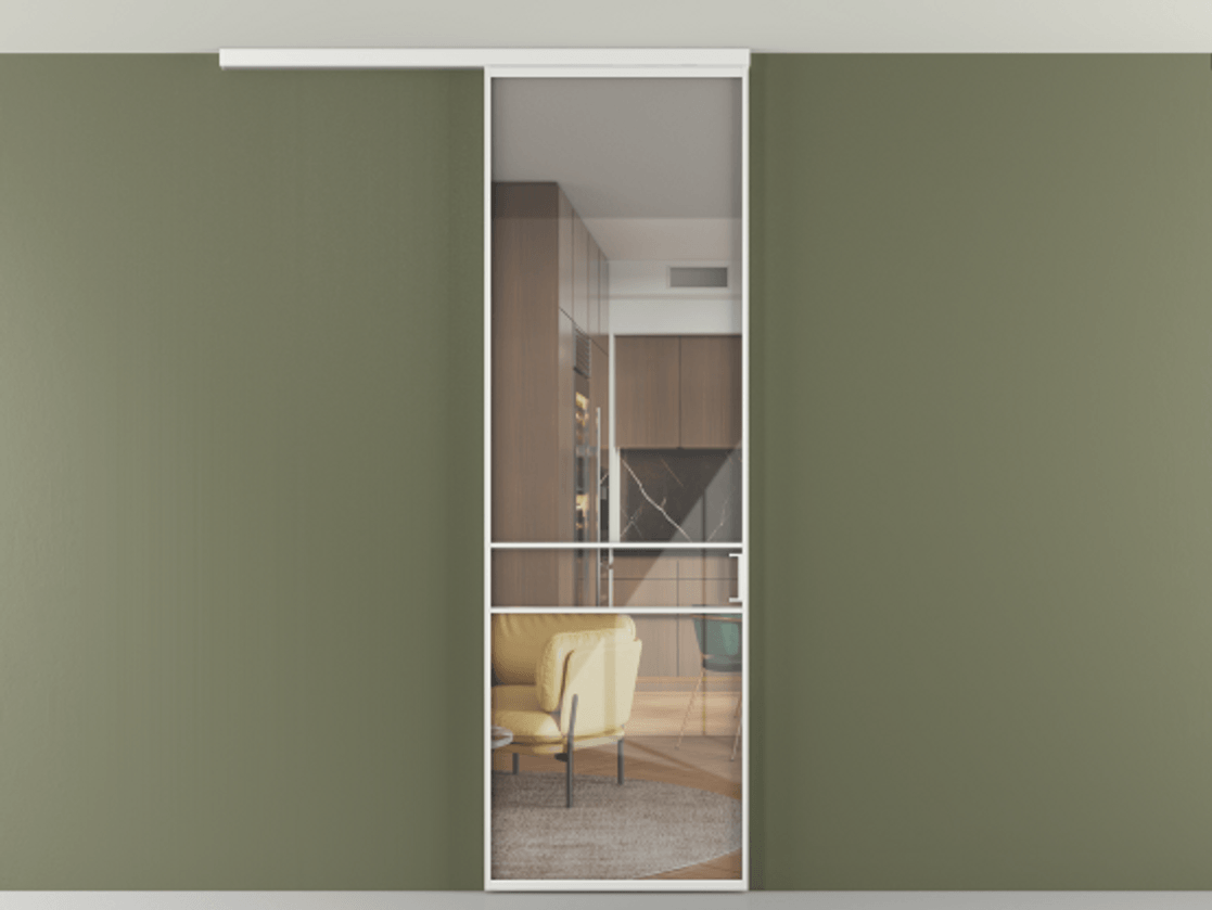 Перегородка Формато вдоль стены на потолок 1 створка АЛПР 040.02 Алюминий белоснежный Рефлективное прозрачное стекло "Стопсол", калёное. Цена 107388 ₽ 1. Полотно 2 шт. (800/2100 мм)
2. Комплект установки раздвижной системы
3. Базовый комплект фурнитуры
4.Ручка Рондо. Фабрика дверей Волховец 8 (800) 551 43 19 Перегородка Формато вдоль стены на потолок 1 створка АЛПР 040.02 Алюминий белоснежный Рефлективное прозрачное стекло "Стопсол", калёное Цена 107388 ₽ | Volhovec