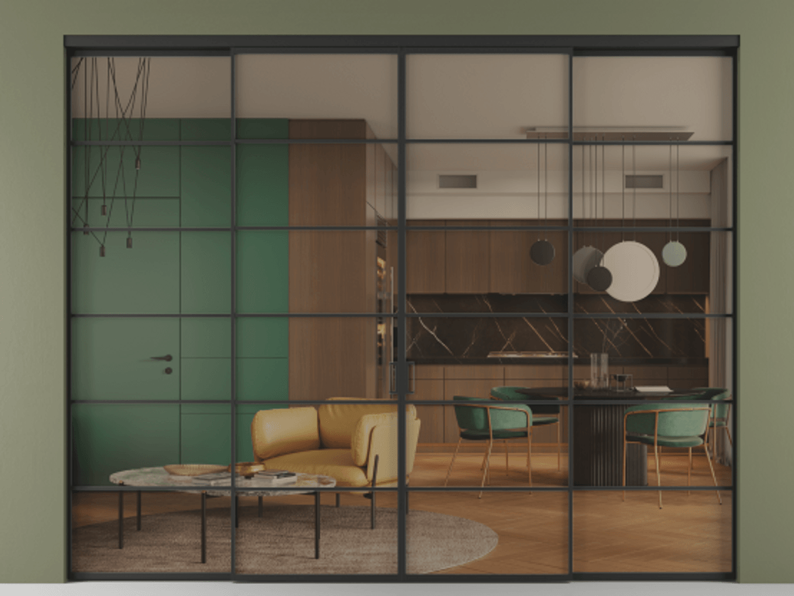 Перегородка Formato внутри проёма четырёхстворчатая АЛПР 040.04 Алюминий Черный Прозрачное бронзовое стекло, триплекс. Скрытый короб ЧЕР Цена 347680 ₽ 1. Полотно 4 шт. (800/2100 мм)
2. Комплект установки раздвижной системы
3. Базовый комплект фурнитуры
4.Ручка RONDO. Фабрика дверей Волховец 8 (800) 551 43 19 Перегородка Formato внутри проёма четырёхстворчатая АЛПР 040.04 Алюминий Черный Прозрачное бронзовое стекло, триплекс Цена 347680 ₽ | Volhovec