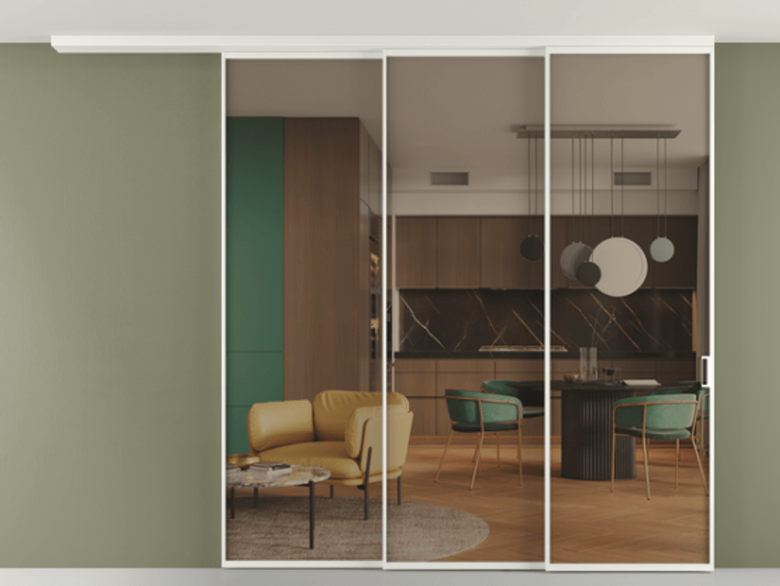 Перегородка Формато вдоль стены на потолок 3 створки с синхронным механизмом АЛПР 040.01 Алюминий светло-серый Прозрачное бронзовое стекло, триплекс. Цена 382108 ₽ 1. Полотно 2 шт. (800/2100 мм)
2. Комплект установки раздвижной системы
3. Базовый комплект фурнитуры
4.Ручка Рондо. Фабрика дверей Волховец 8 (800) 551 43 19 Перегородка Формато вдоль стены на потолок 3 створки с синхронным механизмом АЛПР 040.01 Алюминий светло-серый Прозрачное бронзовое стекло, триплекс Цена 382108 ₽ | Volhovec