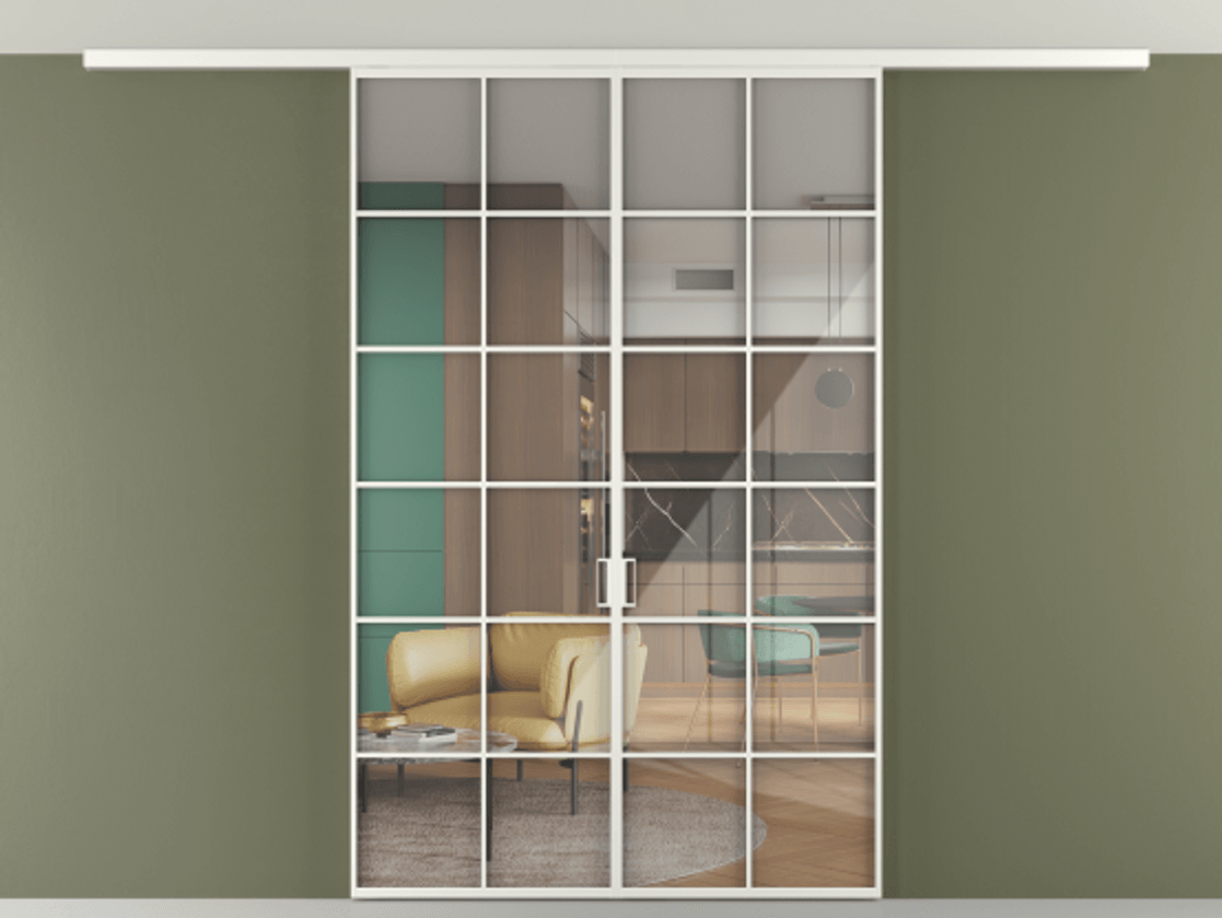 Перегородка Формато вдоль стены на потолок 2 створки АЛПР 040.05 Алюминий светло-серый Рефлективное прозрачное стекло "Стопсол", калёное. Цена 261080 ₽ 1. Полотно 2 шт. (800/2100 мм)
2. Комплект установки раздвижной системы
3. Базовый комплект фурнитуры
4.Ручка Рондо. Фабрика дверей Волховец 8 (800) 551 43 19 Перегородка Формато вдоль стены на потолок 2 створки АЛПР 040.05 Алюминий светло-серый Рефлективное прозрачное стекло "Стопсол", калёное Цена 261080 ₽ | Volhovec