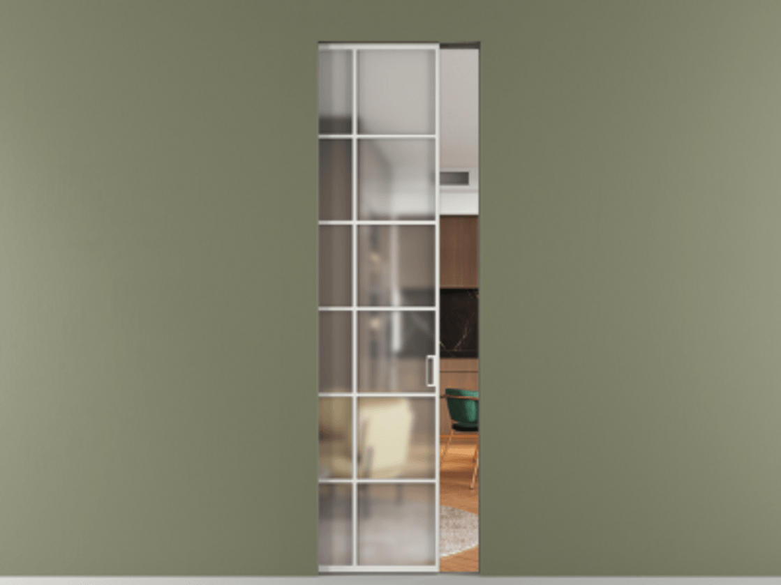 Перегородка Формато скрытый пенал 1 створка АЛПР 040.05 Алюминий светло-серый Сатинированное стекло "Мателюкс Кристал Вижн", калёное, матовое, каленое 6 мм. Цена 168020 ₽ . Фабрика дверей Волховец 8 (800) 551 43 19 Перегородка Формато скрытый пенал 1 створка АЛПР 040.05 Алюминий светло-серый Сатинированное стекло "Мателюкс Кристал Вижн", калёное, матовое, каленое 6 мм Цена 168020 ₽ | Volhovec