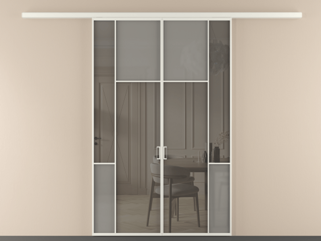 Перегородка Mosaic вдоль стены двустворчатая АЛПР 041.10 Алюминий Белый Сатинированное серое стекло, триплекс, 6 мм + Прозрачное серое стекло, триплекс, 6 мм. Скрытый короб БЕЛ Цена 239560 ₽ . Фабрика дверей Волховец 8 (800) 551 43 19 Перегородка Mosaic вдоль стены двустворчатая АЛПР 041.10 Алюминий Белый Сатинированное серое стекло, триплекс, 6 мм + Прозрачное серое стекло, триплекс, 6 мм Цена 239560 ₽ | Volhovec