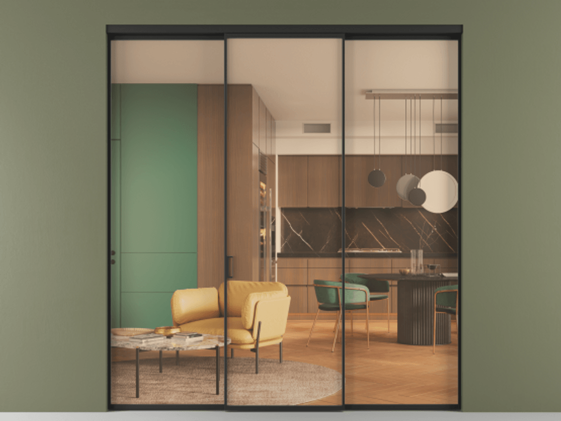 Перегородка Formato внутри проёма 3 створки АЛПР 040.01 Алюминий Черный Прозрачное оранжевое стекло, триплекс. Скрытый короб ЧЕР Цена 216275 ₽ 1. Полотно 3 шт. (800/2100 мм)
2. Комплект установки раздвижной системы
3. Базовый комплект фурнитуры
4.Ручка RONDO. Фабрика дверей Волховец 8 (800) 551 43 19 Перегородка Formato внутри проёма 3 створки АЛПР 040.01 Алюминий Черный Прозрачное оранжевое стекло, триплекс Цена 216275 ₽ | Volhovec