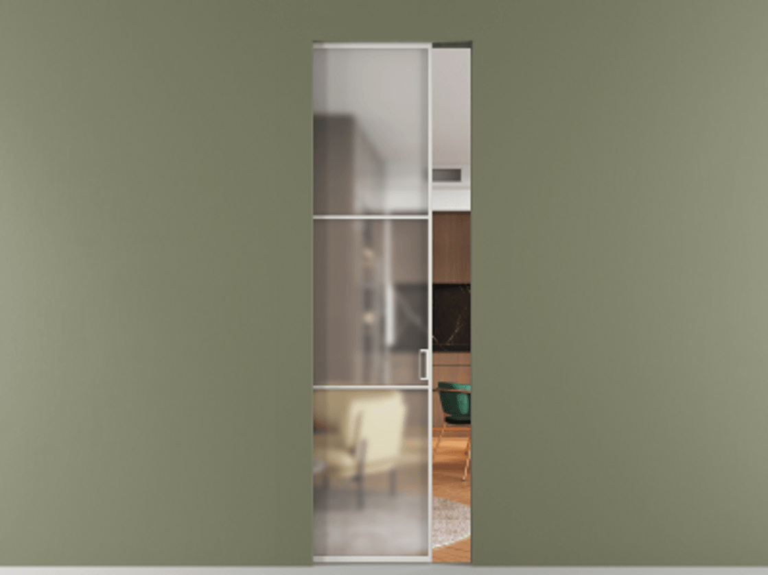 Перегородка Формато скрытый пенал 1 створка АЛПР 040.03 Алюминий серый Сатинированное стекло "Мателюкс Кристал Вижн", калёное, матовое, каленое 6 мм. Цена 161780 ₽ . Фабрика дверей Волховец 8 (800) 551 43 19 Перегородка Формато скрытый пенал 1 створка АЛПР 040.03 Алюминий серый Сатинированное стекло "Мателюкс Кристал Вижн", калёное, матовое, каленое 6 мм Цена 161780 ₽ | Volhovec