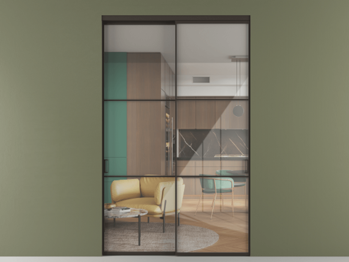 Перегородка Формато внутри проёма 2 створки АЛПР 040.03 Алюминий антрацит Рефлективное прозрачное стекло "Стопсол", калёное. Цена 478300 ₽ 1. Полотно 2 шт. (800/2100 мм)
2. Комплект установки раздвижной системы
3. Базовый комплект фурнитуры
4.Ручка Рондо. Фабрика дверей Волховец 8 (800) 551 43 19 Перегородка Формато внутри проёма 2 створки АЛПР 040.03 Алюминий антрацит Рефлективное прозрачное стекло "Стопсол", калёное Цена 478300 ₽ | Volhovec