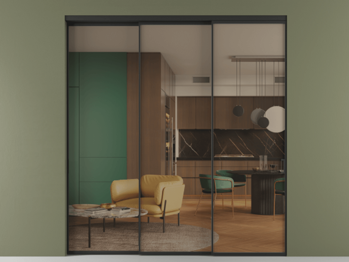 Перегородка Formato внутри проёма телескопик синхро 2 АЛПР 040.01 Алюминий Черный Прозрачное бронзовое стекло, триплекс, 6 мм. Скрытый короб ЧЕР Цена 335500 ₽ 1. Полотно 3 шт. (800/2100 мм)
2. Комплект установки раздвижной системы
3. Базовый комплект фурнитуры
4. Комплект фурнитуры телескопик синхро-2
5.Ручка RONDO
. Фабрика дверей Волховец 8 (800) 551 43 19 Перегородка Formato внутри проёма телескопик синхро 2 АЛПР 040.01 Алюминий Черный Прозрачное бронзовое стекло, триплекс, 6 мм Цена 335500 ₽ | Volhovec