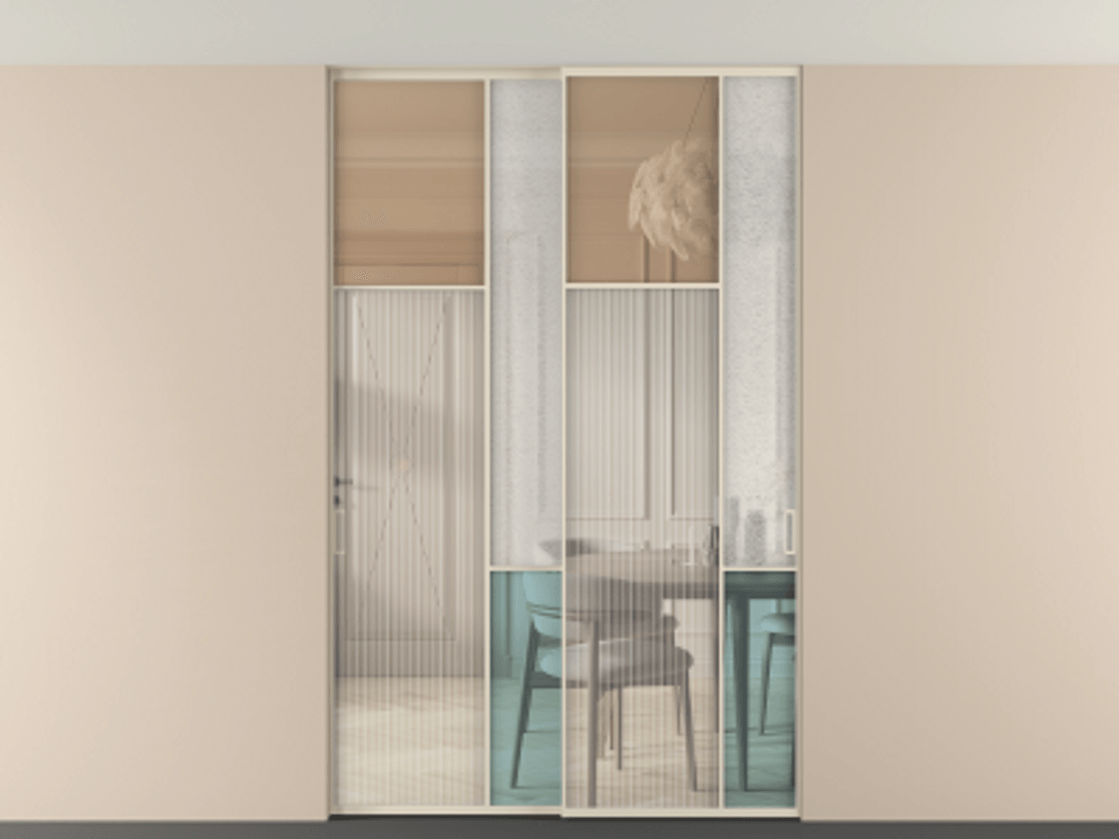 Перегородка Mosaic внутри проёма двустворчатая со скрытым креплением в потолок АЛПР 041.10 Алюминий бежево-серый Комбинация стекол Группы 1 и Группы 3. Цена 313220 ₽ . Фабрика дверей Волховец 8 (800) 551 43 19 Перегородка Mosaic внутри проёма двустворчатая со скрытым креплением в потолок АЛПР 041.10 Алюминий бежево-серый Комбинация стекол Группы 1 и Группы 3 Цена 313220 ₽ | Volhovec