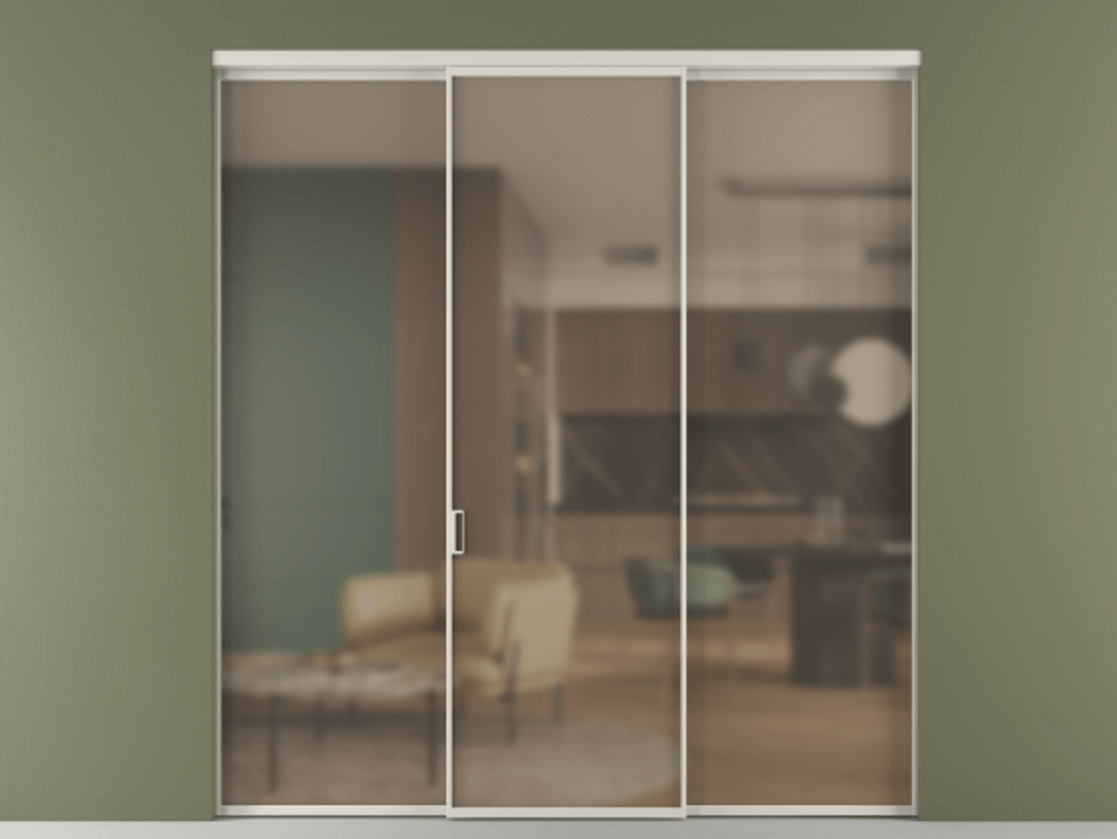 Перегородка Формато внутри проёма 3 створки АЛПР 040.01 Алюминий облачно-серый Сатинированное бронзовое стекло, триплекс. Цена 225125 ₽ 1. Полотно 3 шт. (800/2100 мм)
2. Комплект установки раздвижной системы
3. Базовый комплект фурнитуры
4.Ручка Рондо. Фабрика дверей Волховец 8 (800) 551 43 19 Перегородка Формато внутри проёма 3 створки АЛПР 040.01 Алюминий облачно-серый Сатинированное бронзовое стекло, триплекс Цена 225125 ₽ | Volhovec