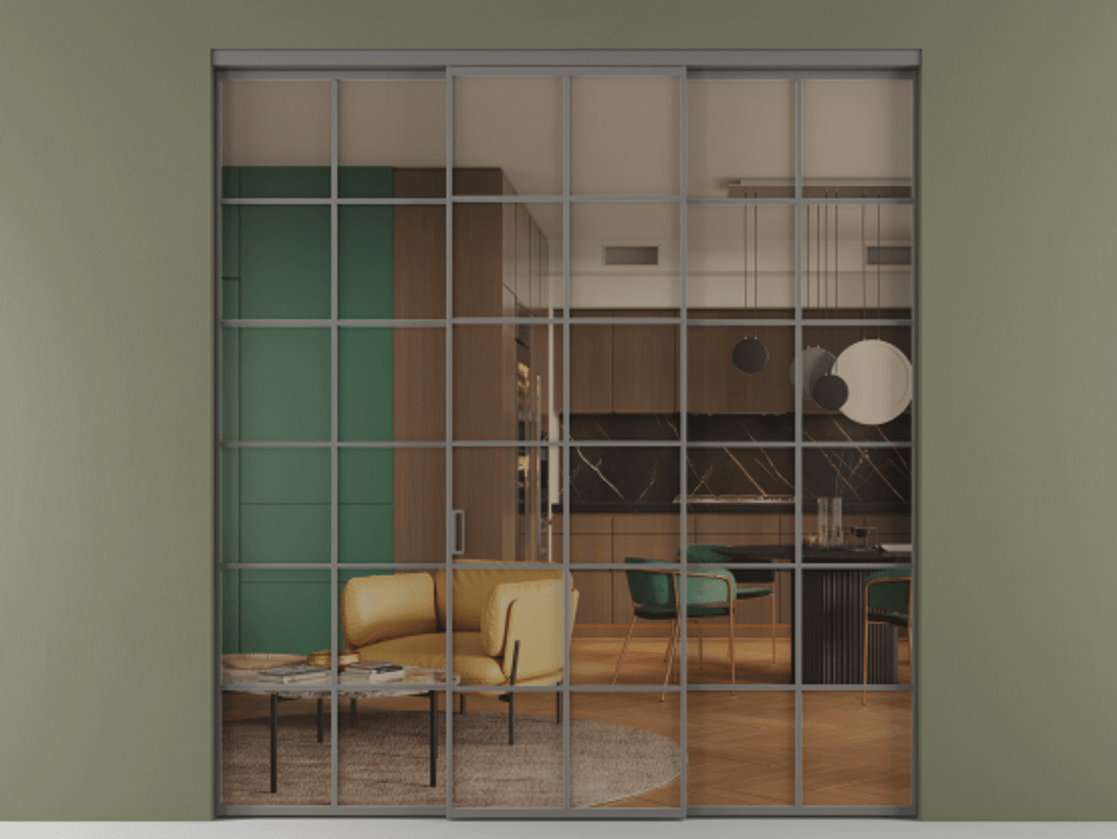 Перегородка Formato внутри проёма 3 створки АЛПР 040.05 Алюминий классический серый Прозрачное бронзовое стекло, триплекс. Цена 254825 ₽ 1. Полотно 3 шт. (800/2100 мм)
2. Комплект установки раздвижной системы
3. Базовый комплект фурнитуры
4.Ручка RONDO. Фабрика дверей Волховец 8 (800) 551 43 19 Перегородка Formato внутри проёма 3 створки АЛПР 040.05 Алюминий классический серый Прозрачное бронзовое стекло, триплекс Цена 254825 ₽ | Volhovec