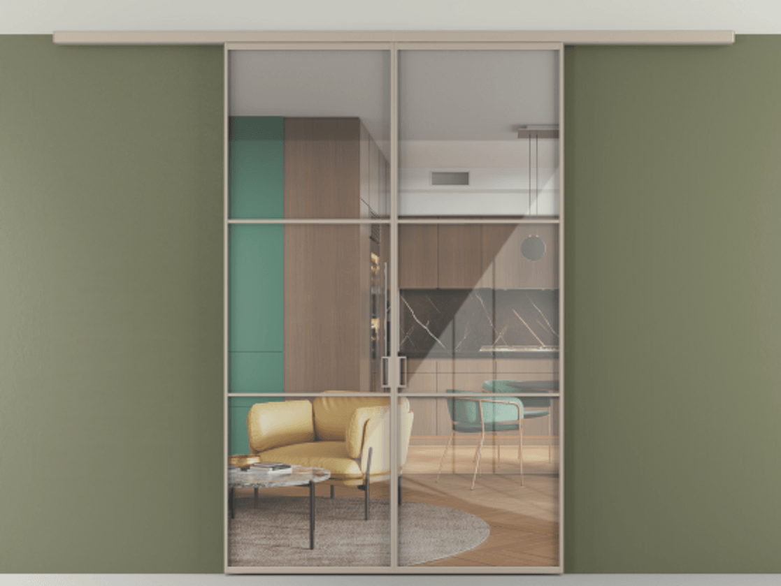 Перегородка Формато вдоль стены на потолок 2 створки АЛПР 040.03 Алюминий бисквитный Рефлективное прозрачное стекло "Стопсол", калёное. Цена 207676 ₽ 1. Полотно 2 шт. (800/2100 мм)
2. Комплект установки раздвижной системы
3. Базовый комплект фурнитуры
4.Ручка Рондо. Фабрика дверей Волховец 8 (800) 551 43 19 Перегородка Формато вдоль стены на потолок 2 створки АЛПР 040.03 Алюминий бисквитный Рефлективное прозрачное стекло "Стопсол", калёное Цена 207676 ₽ | Volhovec