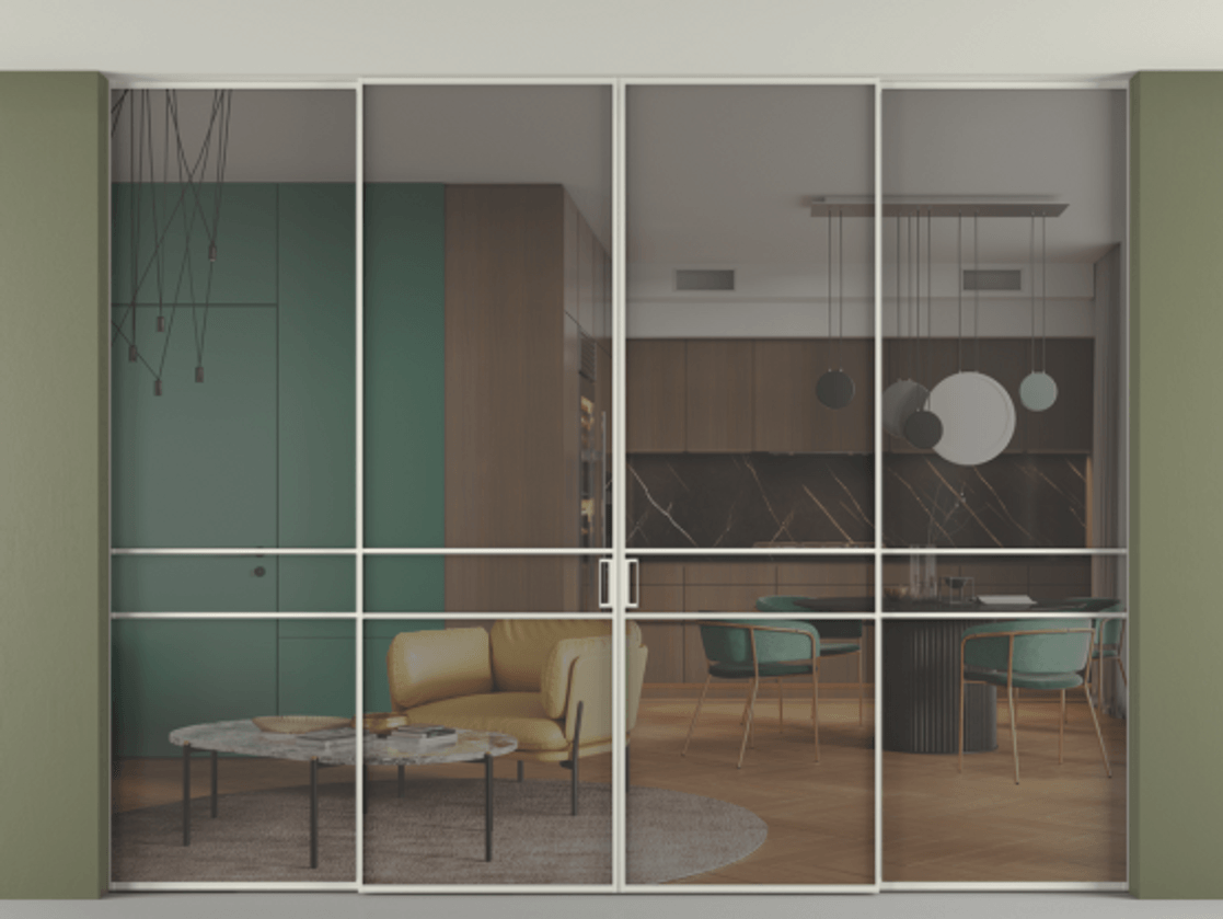 Перегородка Formato внутри проёма четырёхстворчатая со скрытым креплением в потолок АЛПР 040.02 Алюминий Белый Прозрачное серое стекло, триплекс, 6 мм. Скрытый короб БЕЛ Цена 478160 ₽ 1. Полотно 4 шт. (800/2100 мм)
2. Комплект установки раздвижной системы
3. Базовый комплект фурнитуры
4.Ручка RONDO. Фабрика дверей Волховец 8 (800) 551 43 19 Перегородка Formato внутри проёма четырёхстворчатая со скрытым креплением в потолок АЛПР 040.02 Алюминий Белый Прозрачное серое стекло, триплекс, 6 мм Цена 478160 ₽ | Volhovec