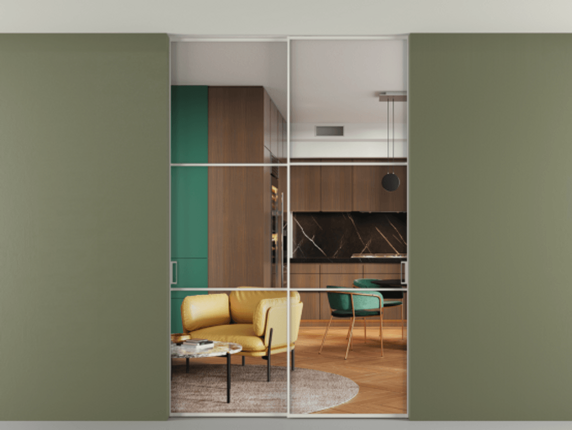 Перегородка Formato внутри проёма двустворчатая со скрытым креплением в потолок АЛПР 040.03 Алюминий Белый Прозрачное стекло "Crystal Vision", калёное. Скрытый короб БЕЛ Цена 297600 ₽ 1. Полотно 2 шт. (800/2100 мм)
2. Комплект установки раздвижной системы
3. Базовый комплект фурнитуры
4. Ручка RONDO. Фабрика дверей Волховец 8 (800) 551 43 19 Перегородка Formato внутри проёма двустворчатая со скрытым креплением в потолок АЛПР 040.03 Алюминий Белый Прозрачное стекло "Crystal Vision", калёное Цена 297600 ₽ | Volhovec