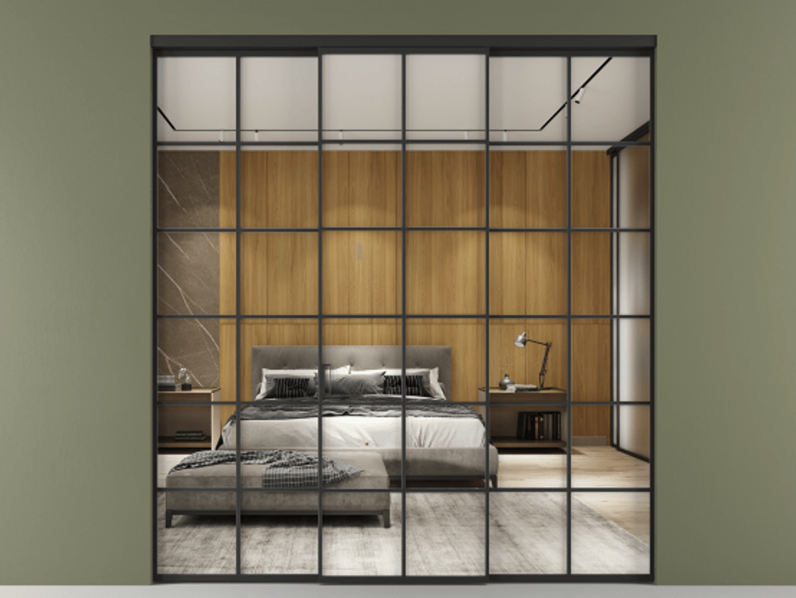 Перегородка Formato внутри проёма 3 створки АЛПР 040.05 Алюминий Черный Двустороннее зеркало, триплекс , триплекс 6 мм. Скрытый короб ЧЕР Цена 244625 ₽ 1. Полотно 3 шт. (800/2100 мм)
2. Комплект установки раздвижной системы
3. Базовый комплект фурнитуры
4.Ручка RONDO. Фабрика дверей Волховец 8 (800) 551 43 19 Перегородка Formato внутри проёма 3 створки АЛПР 040.05 Алюминий Черный Двустороннее зеркало, триплекс , триплекс 6 мм Цена 244625 ₽ | Volhovec