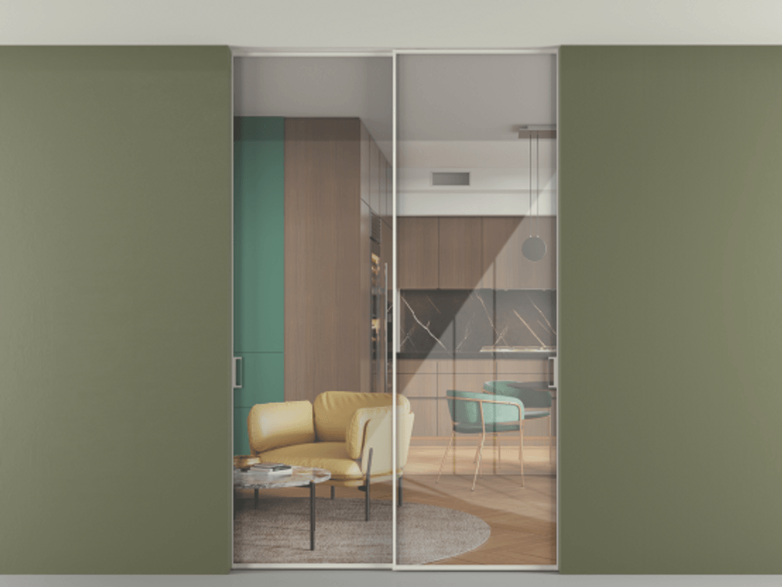 Перегородка Формато внутри проёма скрытое крепление в потолок 2 створки АЛПР 040.01 Алюминий Белый Рефлективное прозрачное стекло "Стопсол", калёное. Скрытый короб БЕЛ Цена 1929860 AMD 1. Полотно 2 шт. (800/2100 мм)
2. Комплект установки раздвижной системы
3. Базовый комплект фурнитуры
4. Ручка Рондо. Фабрика дверей Волховец 8 (800) 551 43 19 Перегородка Формато внутри проёма скрытое крепление в потолок 2 створки АЛПР 040.01 Алюминий Белый Рефлективное прозрачное стекло "Стопсол", калёное Цена 1929860 AMD | Volhovec