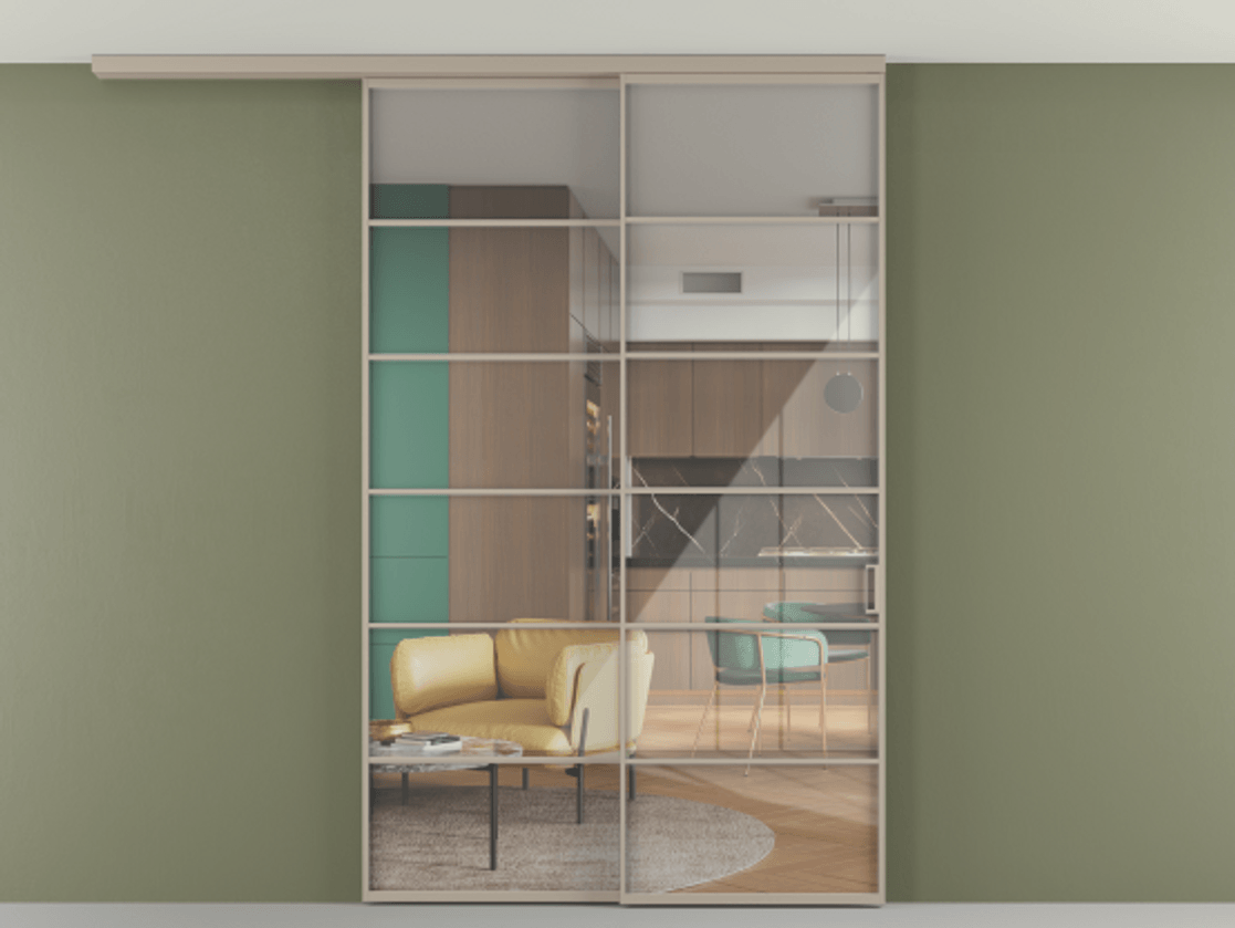 Перегородка Формато вдоль стены на потолок 2 створки с синхронным механизмом АЛПР 040.04 Алюминий бисквитный Рефлективное прозрачное стекло "Стопсол", калёное. Цена 304504 ₽ 1. Полотно 2 шт. (800/2100 мм)
2. Комплект установки раздвижной системы
3. Базовый комплект фурнитуры
4.Ручка Рондо. Фабрика дверей Волховец 8 (800) 551 43 19 Перегородка Формато вдоль стены на потолок 2 створки с синхронным механизмом АЛПР 040.04 Алюминий бисквитный Рефлективное прозрачное стекло "Стопсол", калёное Цена 304504 ₽ | Volhovec