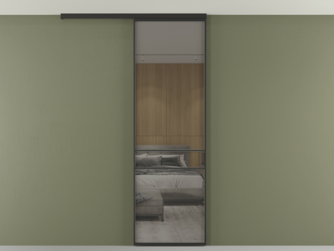 Перегородка Formato вдоль стены на потолок одностворчатая АЛПР 040.02 Алюминий Черный Рефлективное серое стекло "Stopsol", калёное, 6 мм. Скрытый короб ЧЕР Цена 114340 ₽ 1. Полотно 2 шт.  (800/2100 мм)
2. Комплект установки раздвижной системы
3. Базовый комплект фурнитуры
4.Ручка RONDO
. Фабрика дверей Волховец 8 (800) 551 43 19  Перегородка Formato вдоль стены на потолок одностворчатая АЛПР 040.02 Алюминий Черный Рефлективное серое стекло "Stopsol", калёное, 6 мм Цена 114340 ₽ | Volhovec