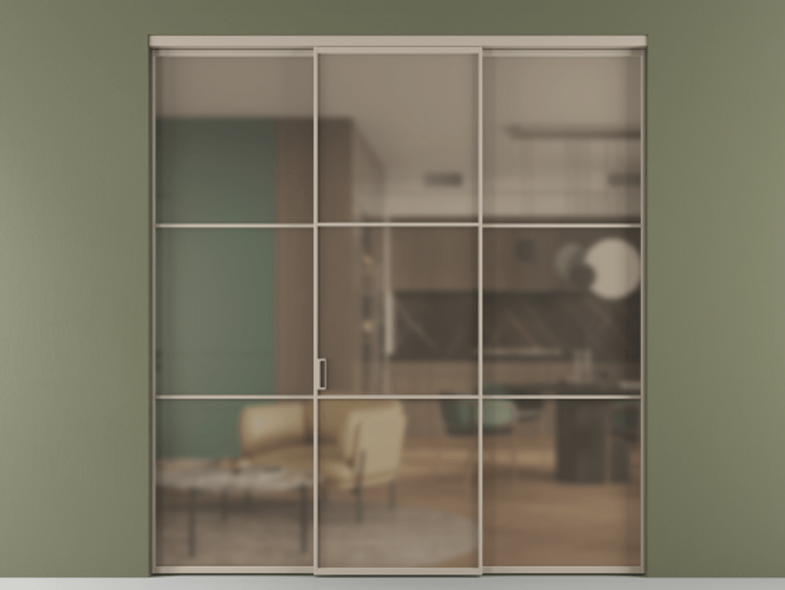 Перегородка Формато внутри проёма 3 створки АЛПР 040.03 Алюминий бисквитный Сатинированное бронзовое стекло, триплекс. Цена 237275 ₽ 1. Полотно 3 шт. (800/2100 мм)
2. Комплект установки раздвижной системы
3. Базовый комплект фурнитуры
4.Ручка Рондо. Фабрика дверей Волховец 8 (800) 551 43 19 Перегородка Формато внутри проёма 3 створки АЛПР 040.03 Алюминий бисквитный Сатинированное бронзовое стекло, триплекс Цена 237275 ₽ | Volhovec