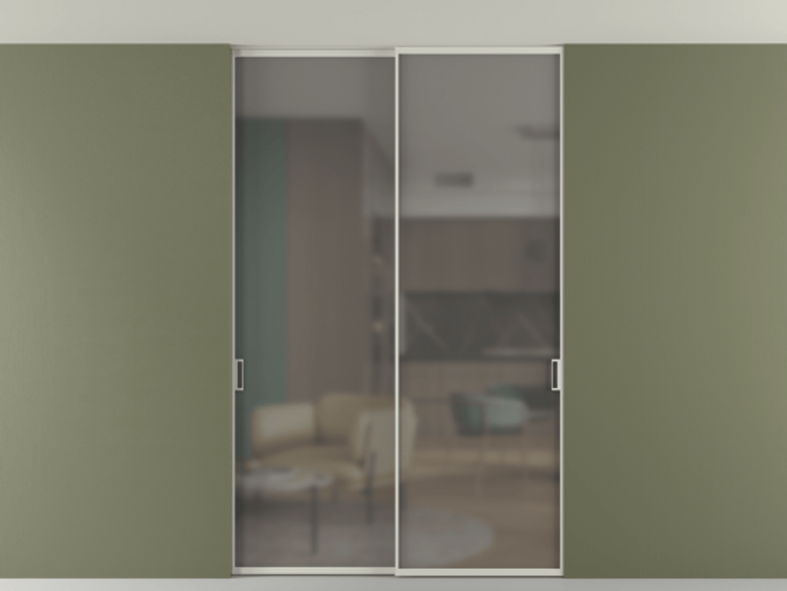 Перегородка Формато внутри проёма скрытое крепление в потолок 2 створки АЛПР 040.01 Алюминий тёплый серый Сатинированное серое стекло, триплекс. Цена 239305 ₽ 1. Полотно 2 шт. (800/2100 мм)
2. Комплект установки раздвижной системы
3. Базовый комплект фурнитуры
4. Ручка Рондо. Фабрика дверей Волховец 8 (800) 551 43 19 Перегородка Формато внутри проёма скрытое крепление в потолок 2 створки АЛПР 040.01 Алюминий тёплый серый Сатинированное серое стекло, триплекс Цена 239305 ₽ | Volhovec