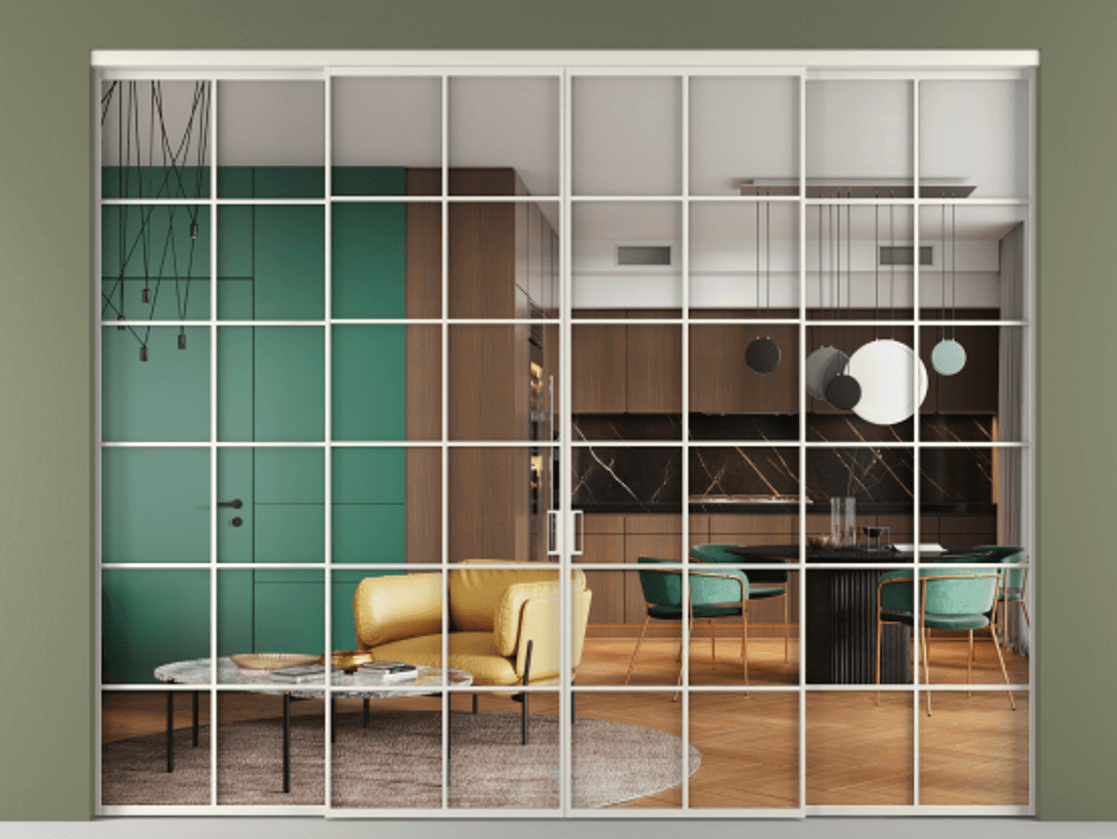 Перегородка Formato внутри проёма четырёхстворчатая АЛПР 040.05 Алюминий Белый Прозрачное стекло "Crystal Vision", калёное, 6 мм. Скрытый короб БЕЛ Цена 419200 ₽ 1. Полотно 4 шт. (800/2100 мм)
2. Комплект установки раздвижной системы
3. Базовый комплект фурнитуры
4.Ручка RONDO. Фабрика дверей Волховец 8 (800) 551 43 19 Перегородка Formato внутри проёма четырёхстворчатая АЛПР 040.05 Алюминий Белый Прозрачное стекло "Crystal Vision", калёное, 6 мм Цена 419200 ₽ | Volhovec