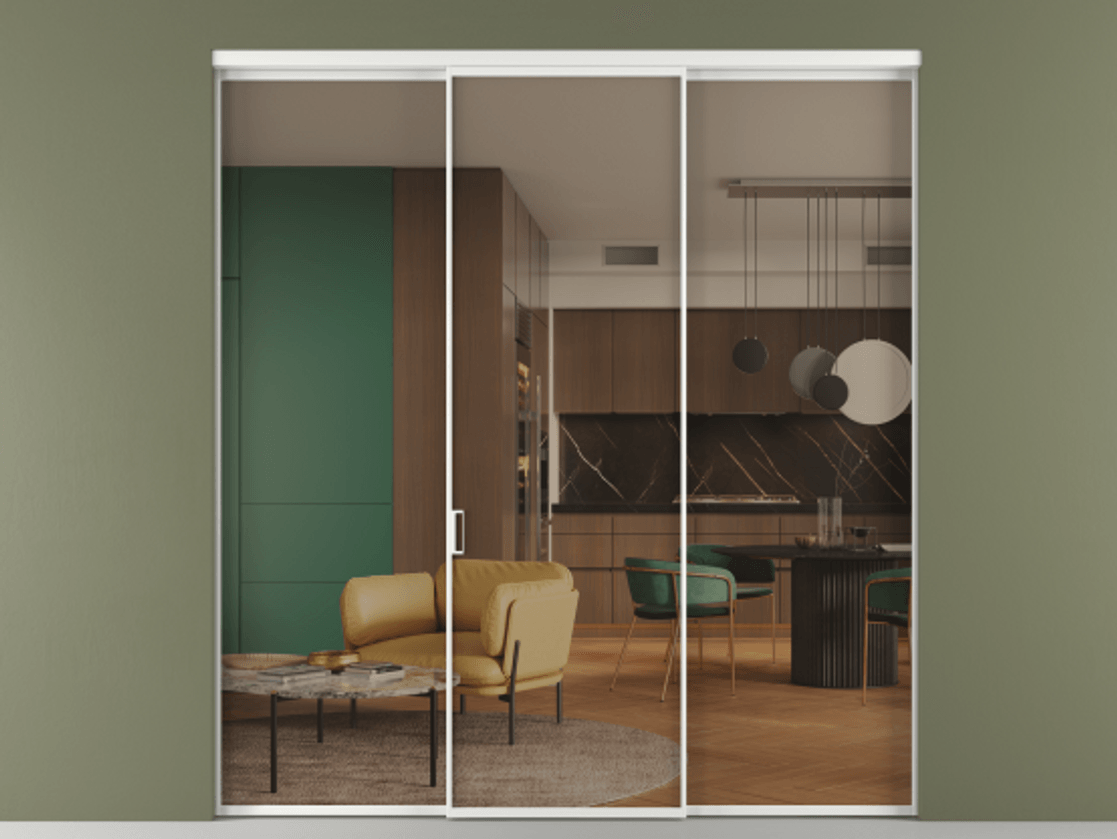 Перегородка Формато внутри проёма 3 створки АЛПР 040.01 Алюминий белоснежный Прозрачное бронзовое стекло, триплекс. Цена 225125 ₽ 1. Полотно 3 шт. (800/2100 мм)
2. Комплект установки раздвижной системы
3. Базовый комплект фурнитуры
4.Ручка Рондо. Фабрика дверей Волховец 8 (800) 551 43 19 Перегородка Формато внутри проёма 3 створки АЛПР 040.01 Алюминий белоснежный Прозрачное бронзовое стекло, триплекс Цена 225125 ₽ | Volhovec