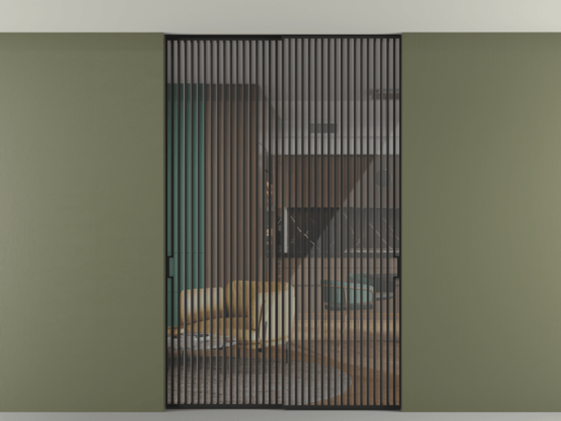 Перегородка Формато внутри проёма скрытое крепление в потолок 2 створки АЛПР 040.06 Алюминий Черный Рефлективное прозрачное стекло "Стопсол", калёное. Скрытый короб ЧЕР Цена 502860 ₽ 1. Полотно 2 шт. (800/2100 мм)
2. Комплект установки раздвижной системы
3. Базовый комплект фурнитуры
4. Ручка Рондо. Фабрика дверей Волховец 8 (800) 551 43 19 Перегородка Формато внутри проёма скрытое крепление в потолок 2 створки АЛПР 040.06 Алюминий Черный Рефлективное прозрачное стекло "Стопсол", калёное Цена 502860 ₽ | Volhovec