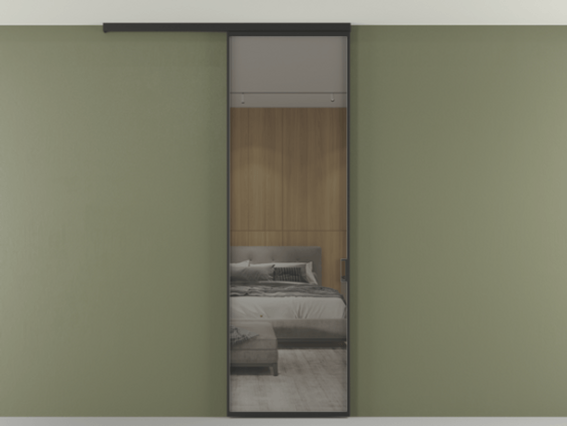 Перегородка Formato вдоль стены на потолок одностворчатая АЛПР 040.01 Алюминий Черный Рефлективное серое стекло "Stopsol", калёное, 6 мм. Скрытый короб ЧЕР Цена 108950 ₽ 1. Полотно 2 шт.  (800/2100 мм)
2. Комплект установки раздвижной системы
3. Базовый комплект фурнитуры
4.Ручка RONDO
. Фабрика дверей Волховец 8 (800) 551 43 19  Перегородка Formato вдоль стены на потолок одностворчатая АЛПР 040.01 Алюминий Черный Рефлективное серое стекло "Stopsol", калёное, 6 мм Цена 108950 ₽ | Volhovec