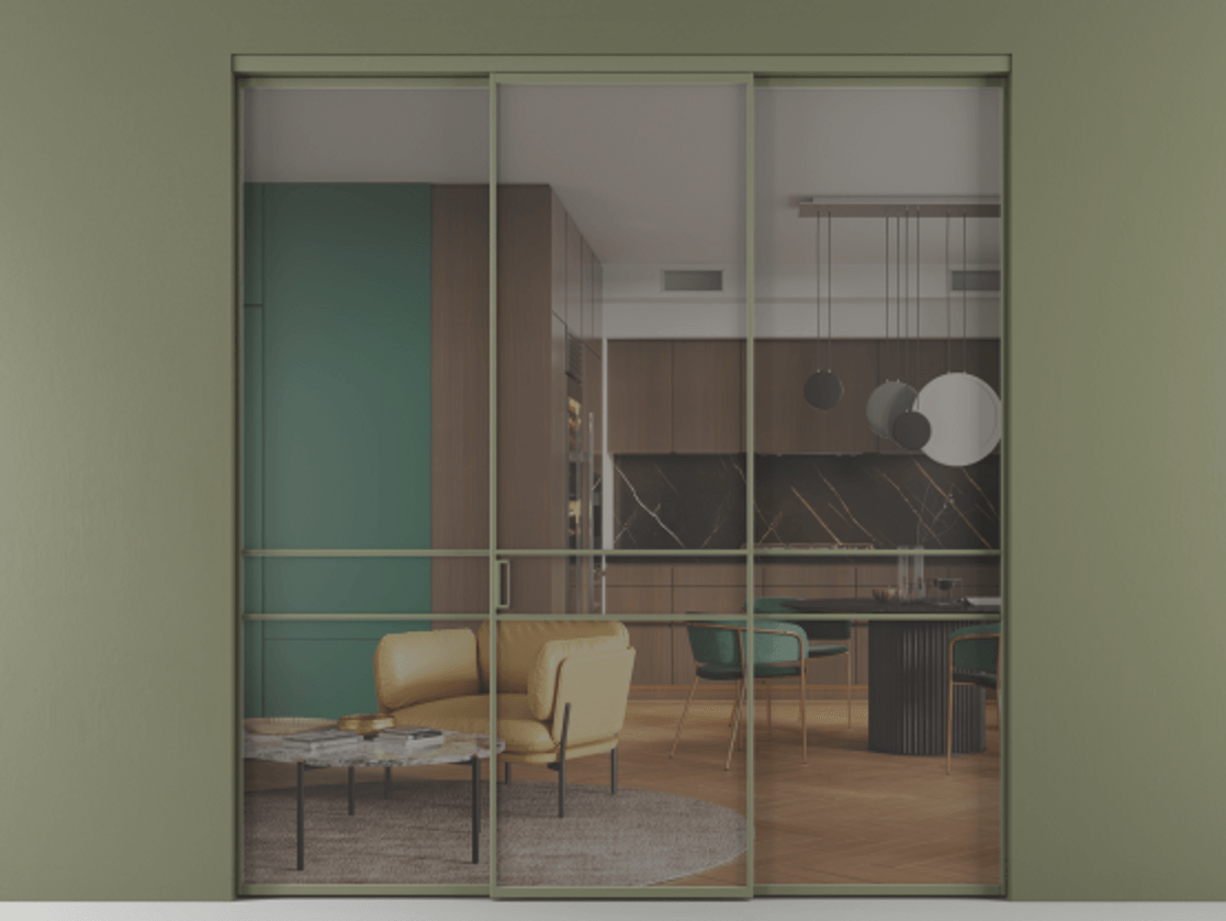 Перегородка Формато внутри проёма 3 створки АЛПР 040.02 Алюминий оливковый тёмный Прозрачное серое стекло, триплекс. Цена 237275 ₽ 1. Полотно 3 шт. (800/2100 мм)
2. Комплект установки раздвижной системы
3. Базовый комплект фурнитуры
4.Ручка Рондо. Фабрика дверей Волховец 8 (800) 551 43 19 Перегородка Формато внутри проёма 3 створки АЛПР 040.02 Алюминий оливковый тёмный Прозрачное серое стекло, триплекс Цена 237275 ₽ | Volhovec